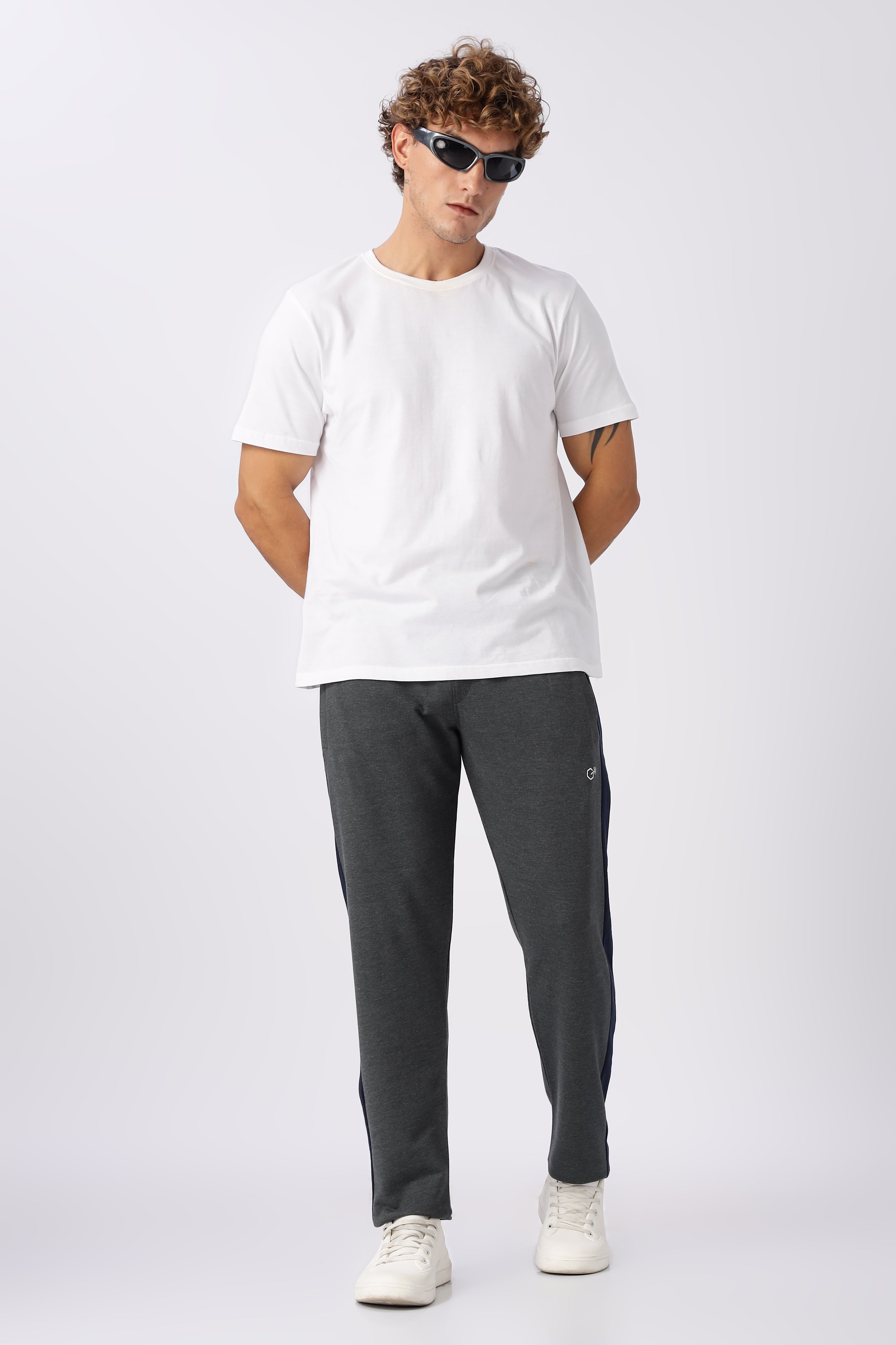 Grey Gymvampyr Track Pants with Side Stripe