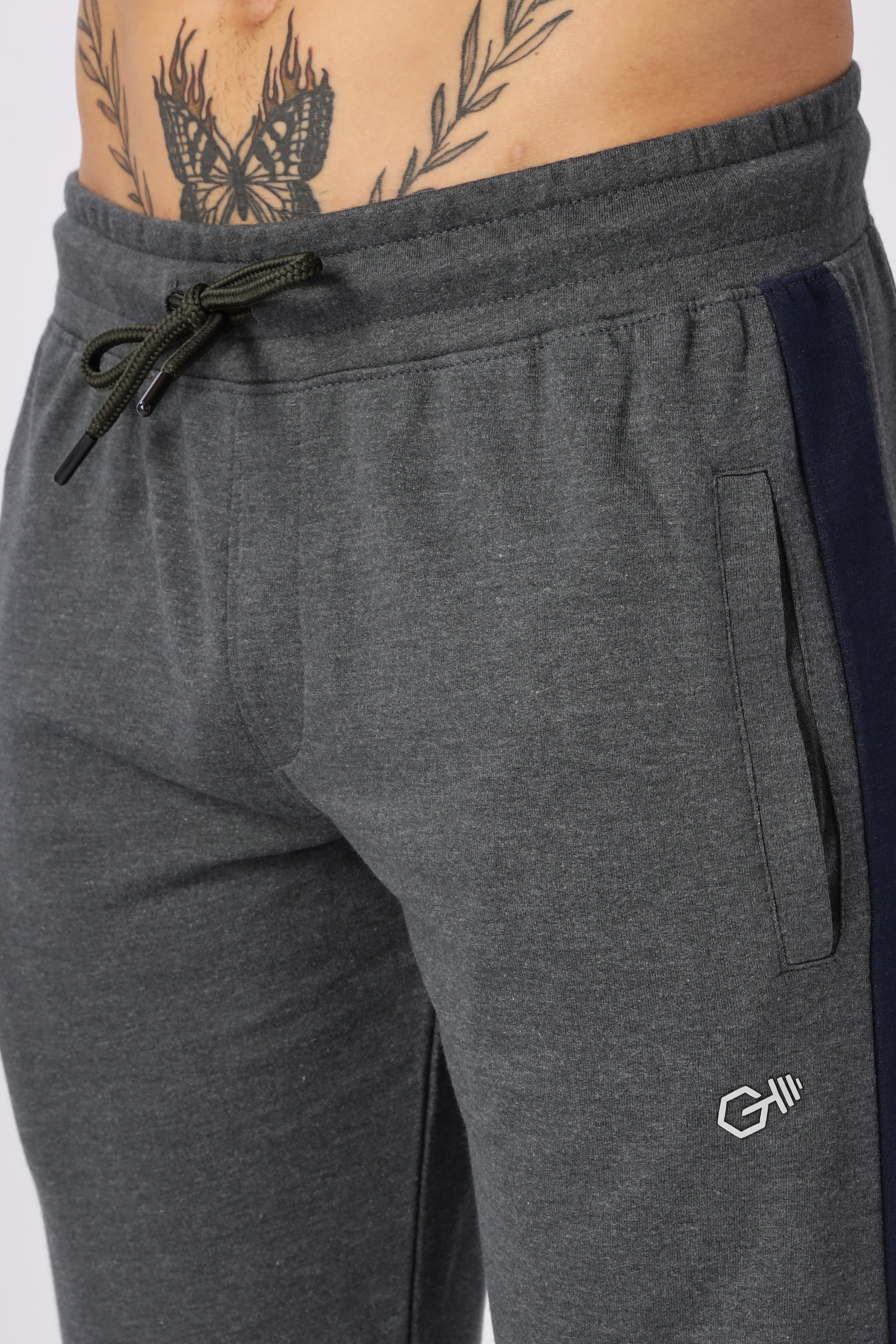 Grey Gymvampyr Track Pants with Side Stripe