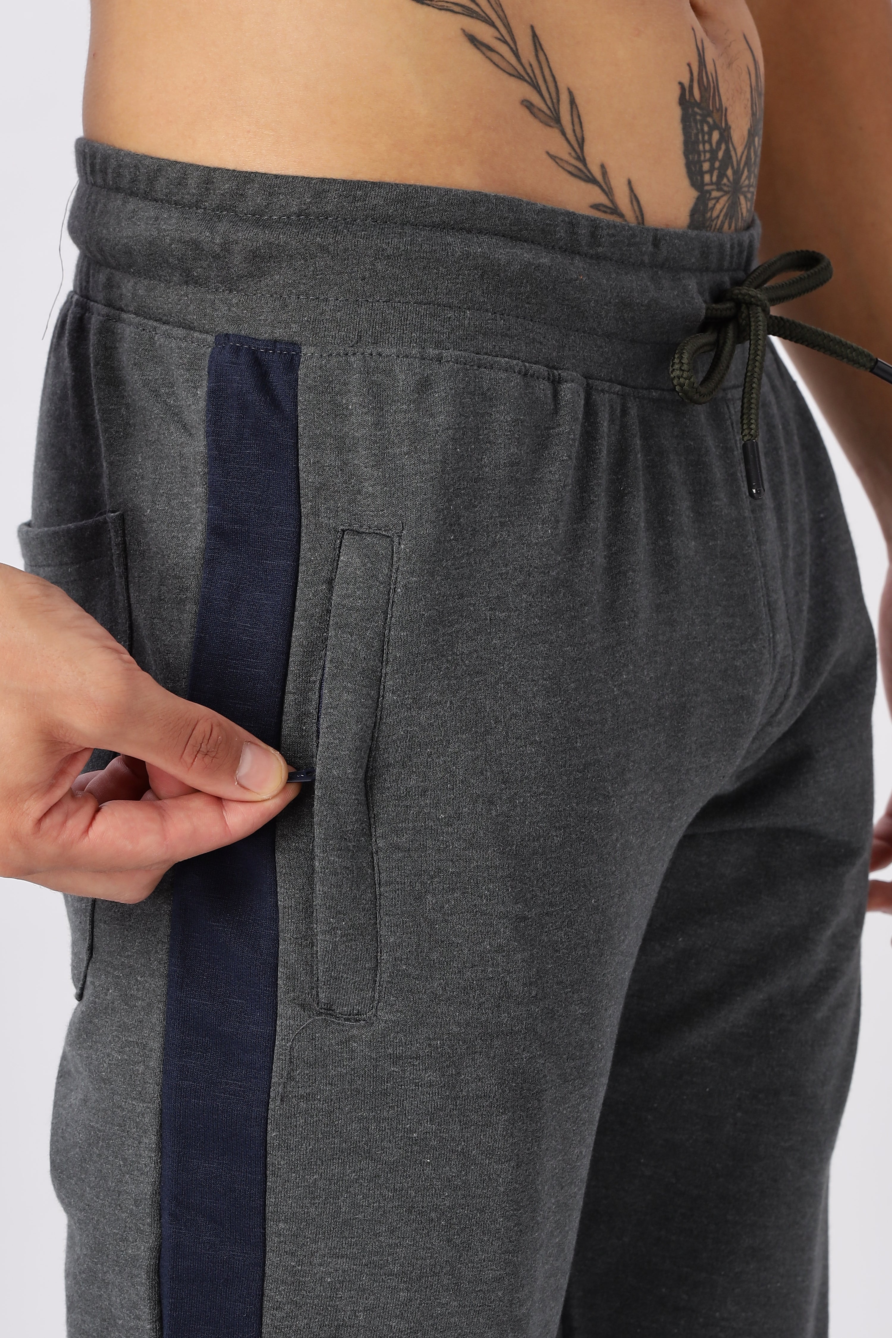 Grey Gymvampyr Track Pants with Side Stripe
