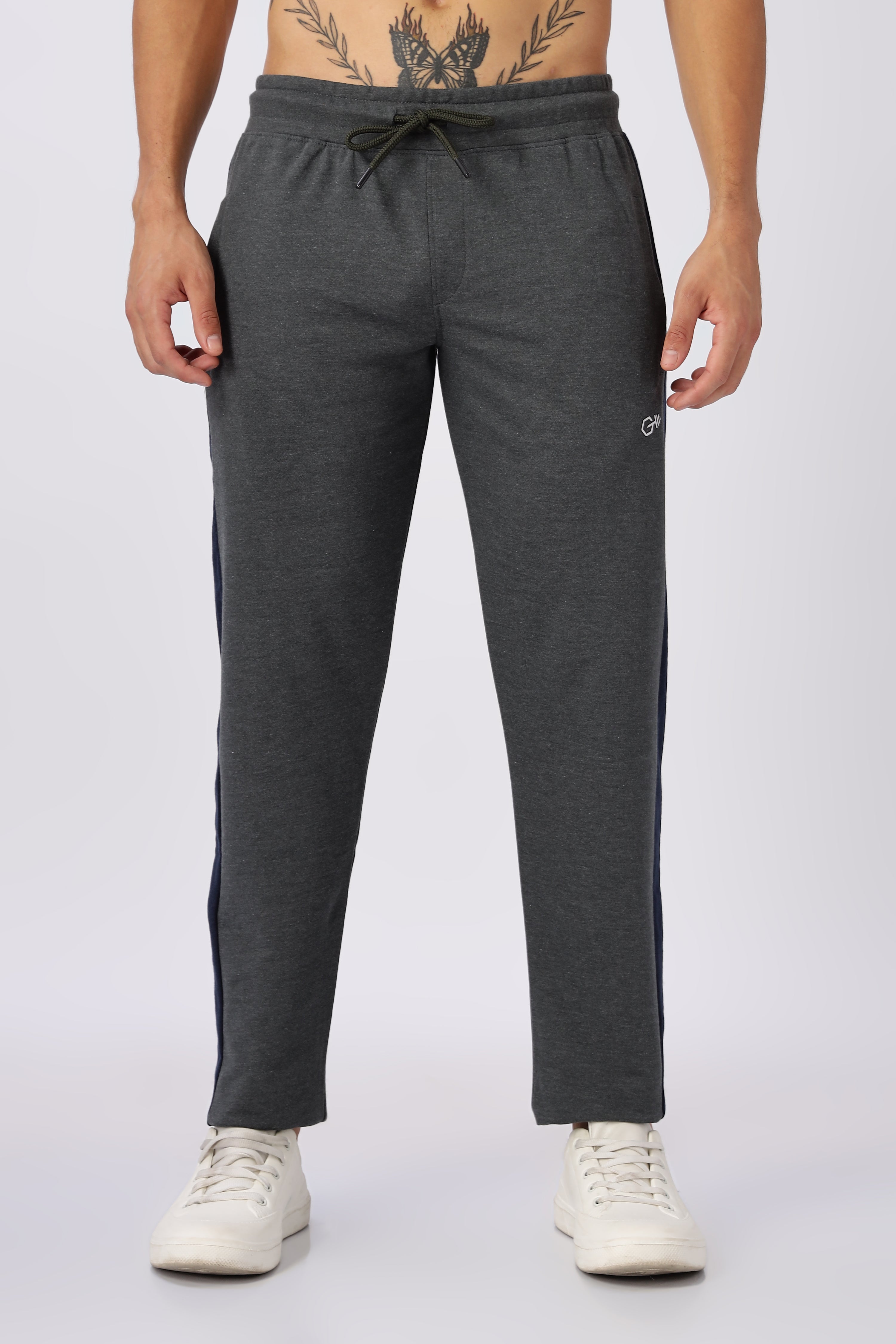 Grey Gymvampyr Track Pants with Side Stripe