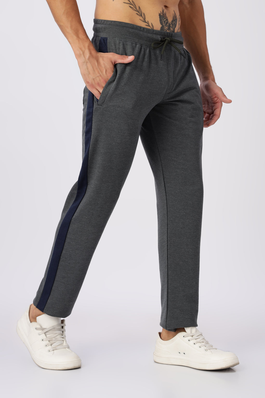 Grey Gymvampyr Track Pants with Side Stripe (Article 27433)