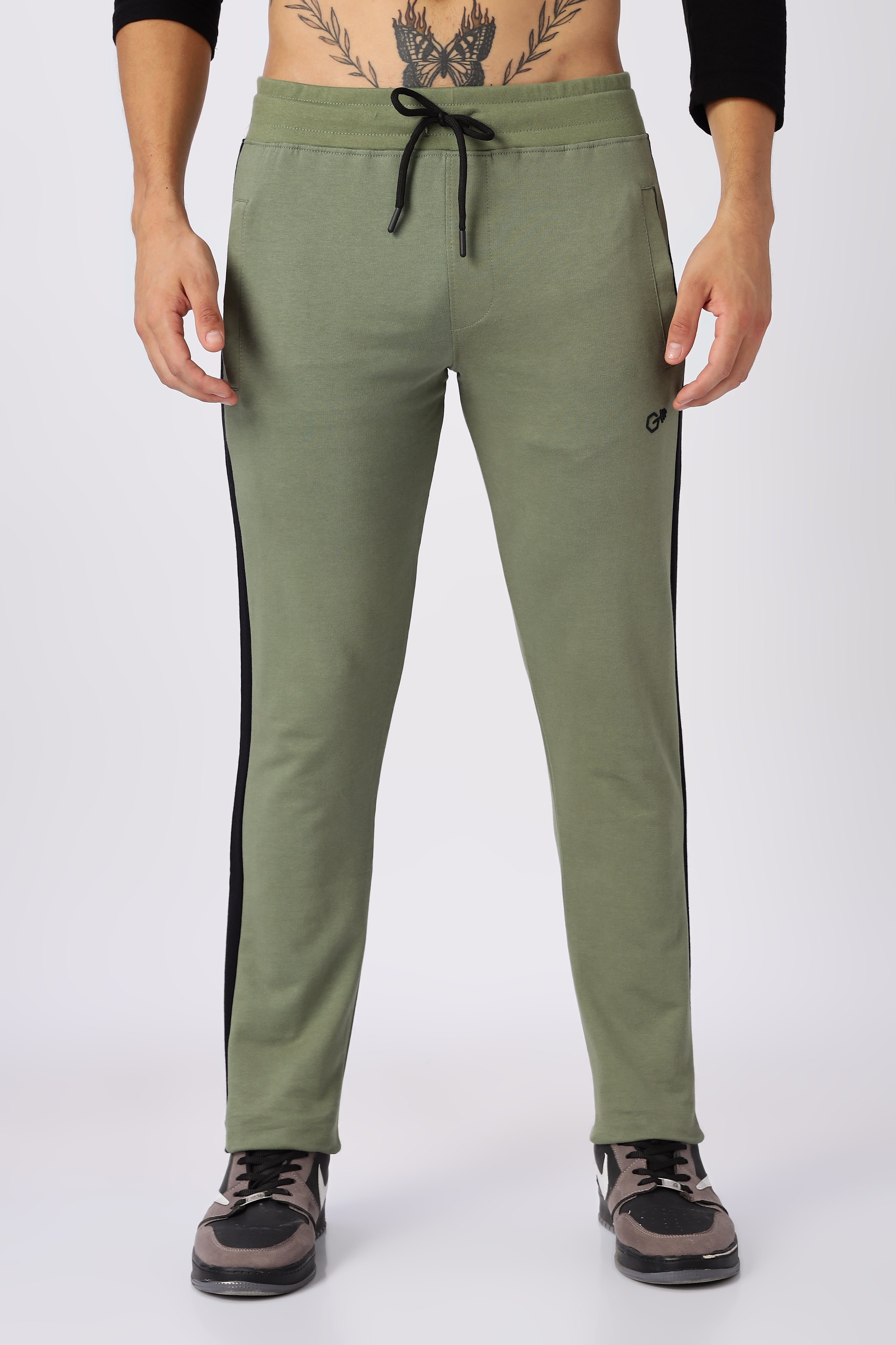 Green Gymvampyr Track Pants with Side Stripe