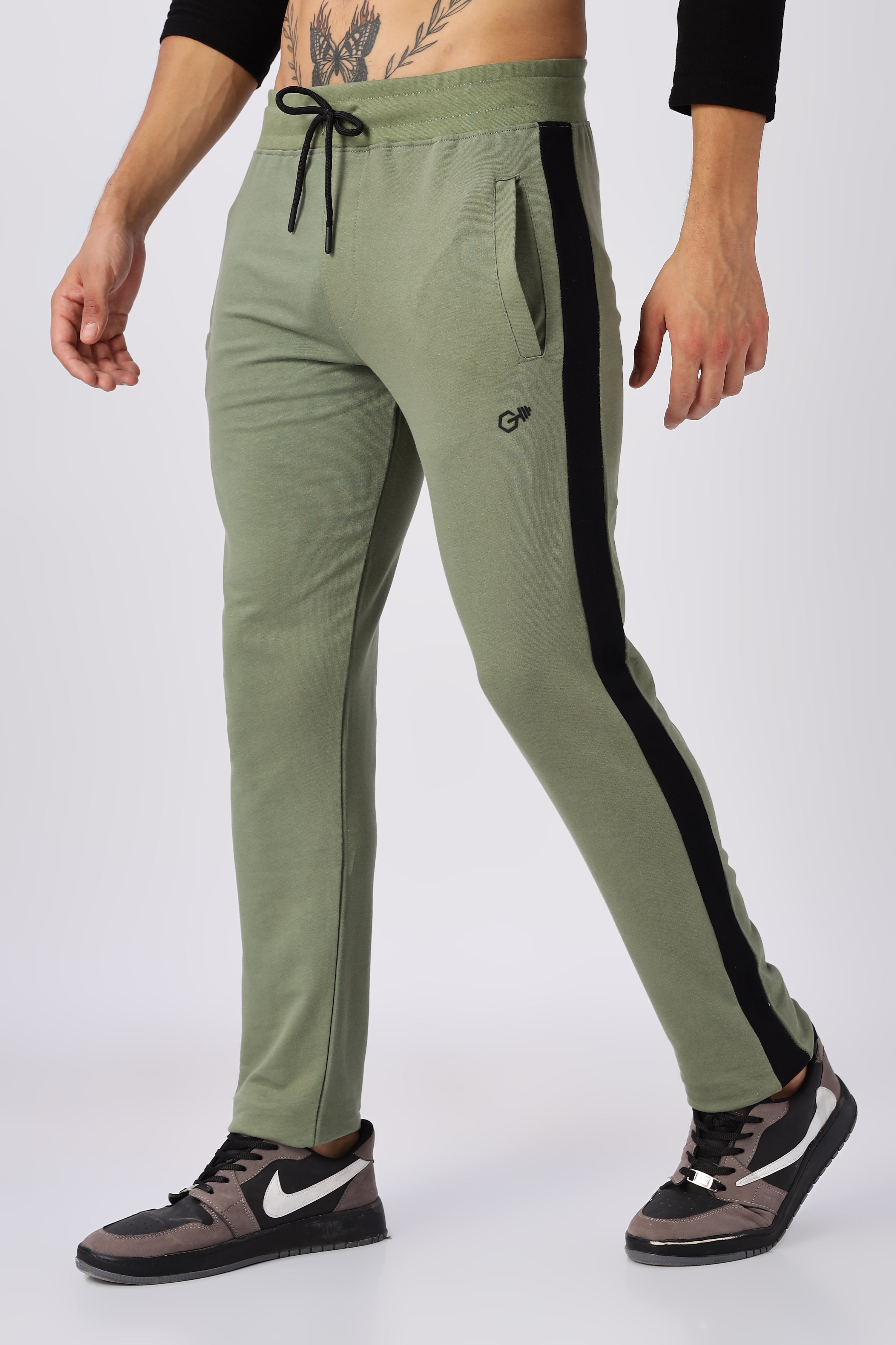 Green Gymvampyr Track Pants with Side Stripe