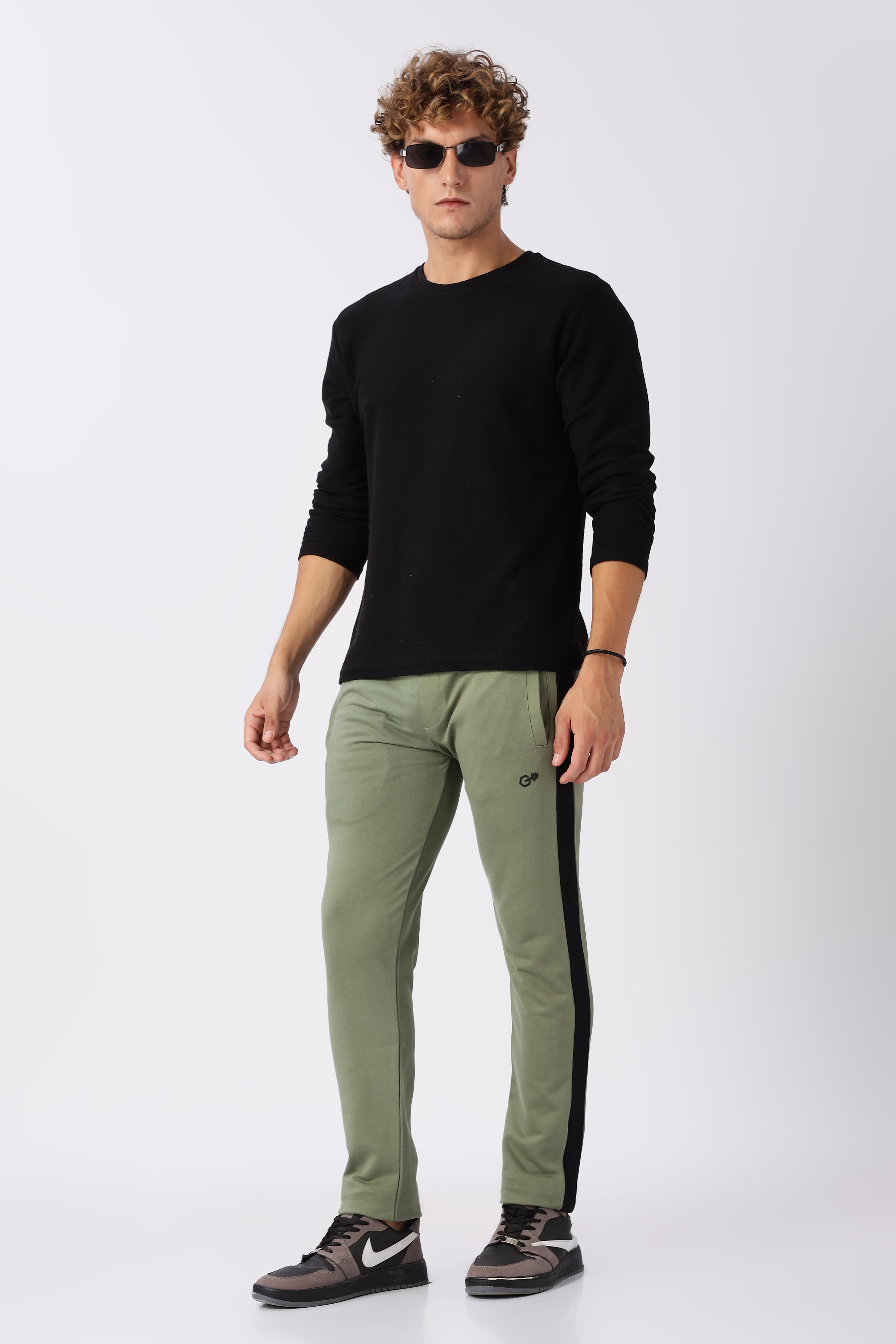 Green Gymvampyr Track Pants with Side Stripe