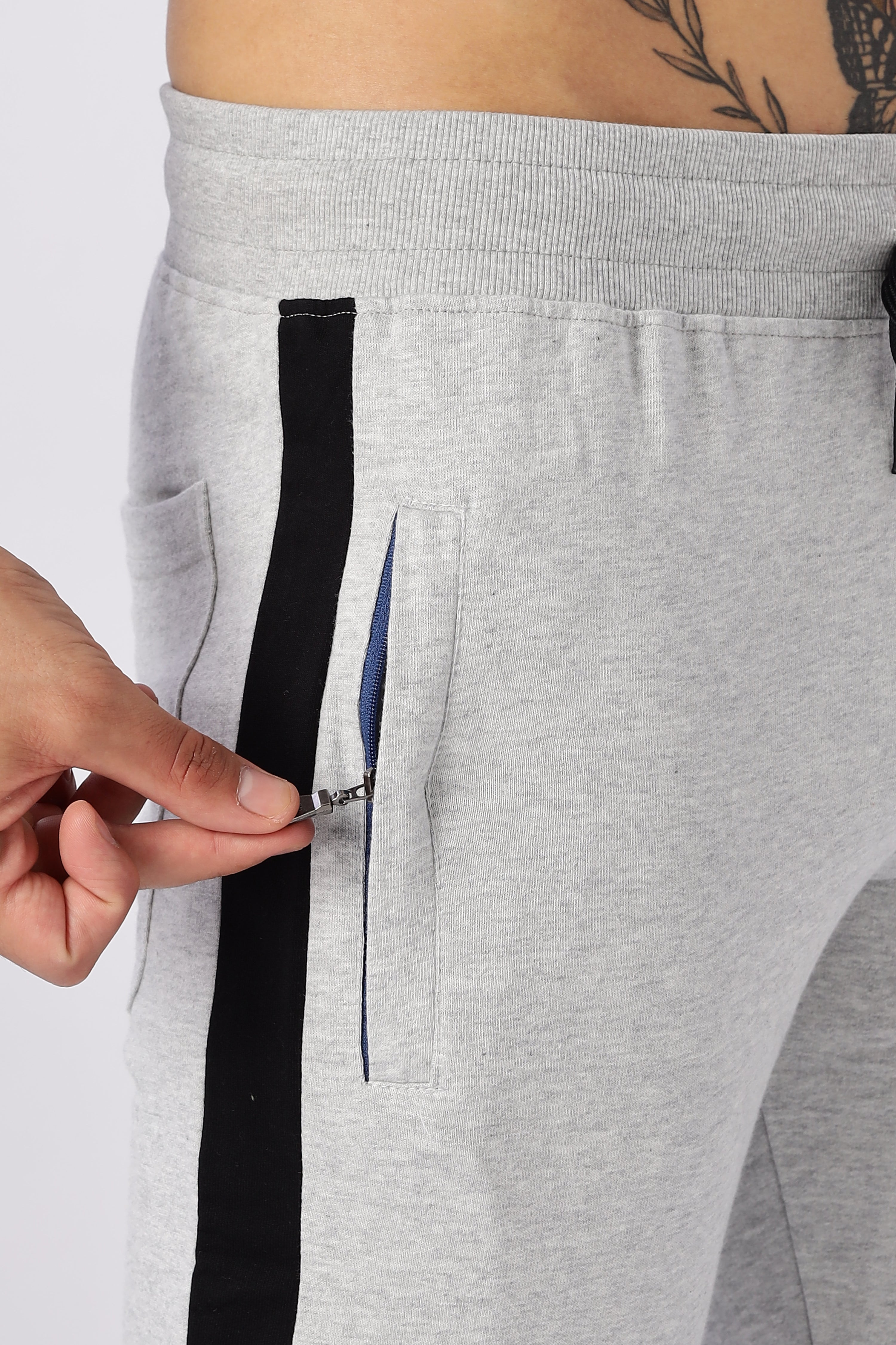 Light Grey Gymvampyr Track Pants with Side Stripe