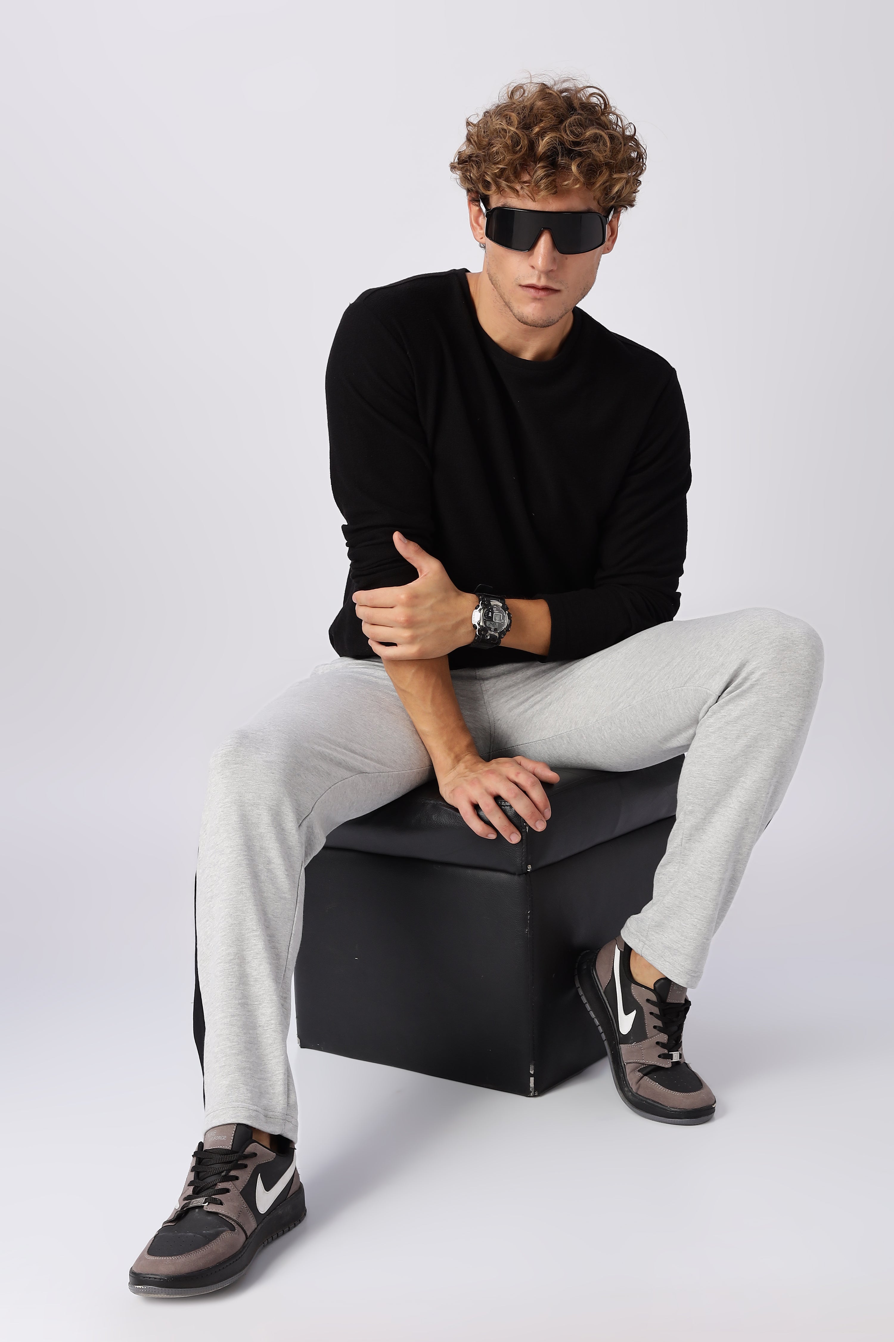 Light Grey Gymvampyr Track Pants with Side Stripe