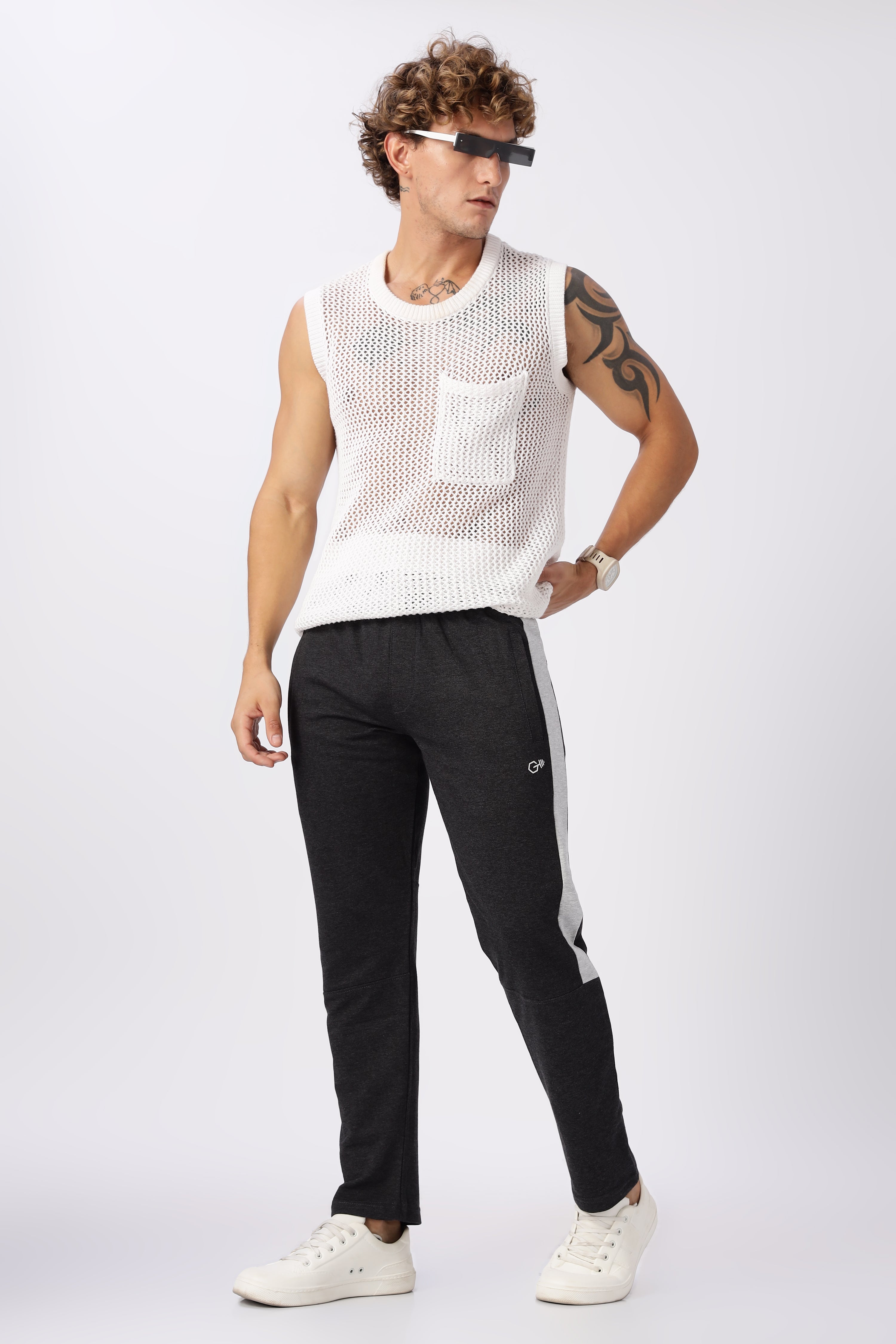 Dark Grey Mid Rise Gymvampyr Track Pants