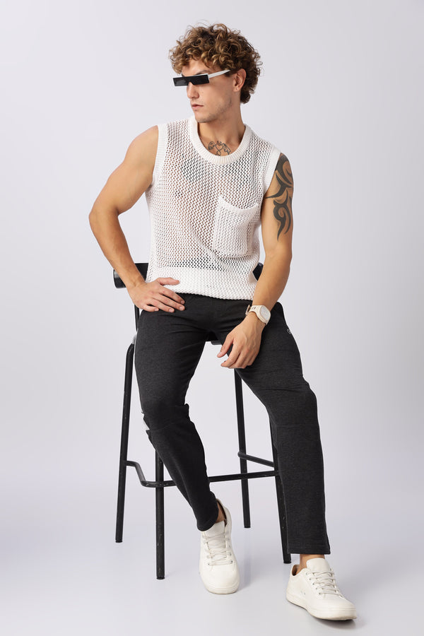 Dark Grey Mid Rise Gymvampyr Track Pants