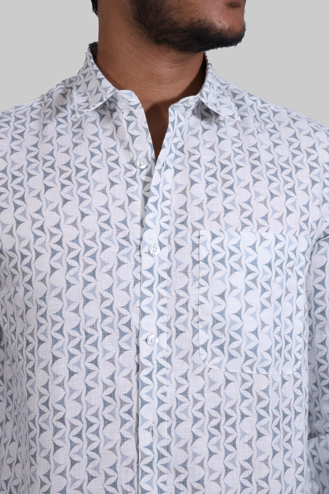 Stylized Arrowhead Mocklino Printed Full Sleeve Shirt