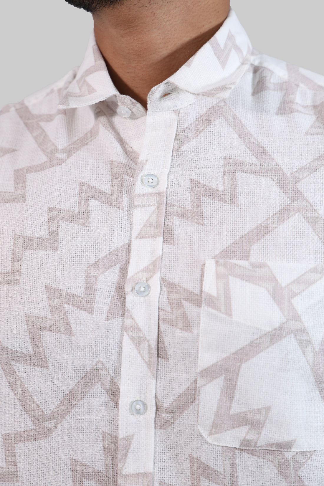 Chevron Mock lino Printed Full Sleeve Shirt