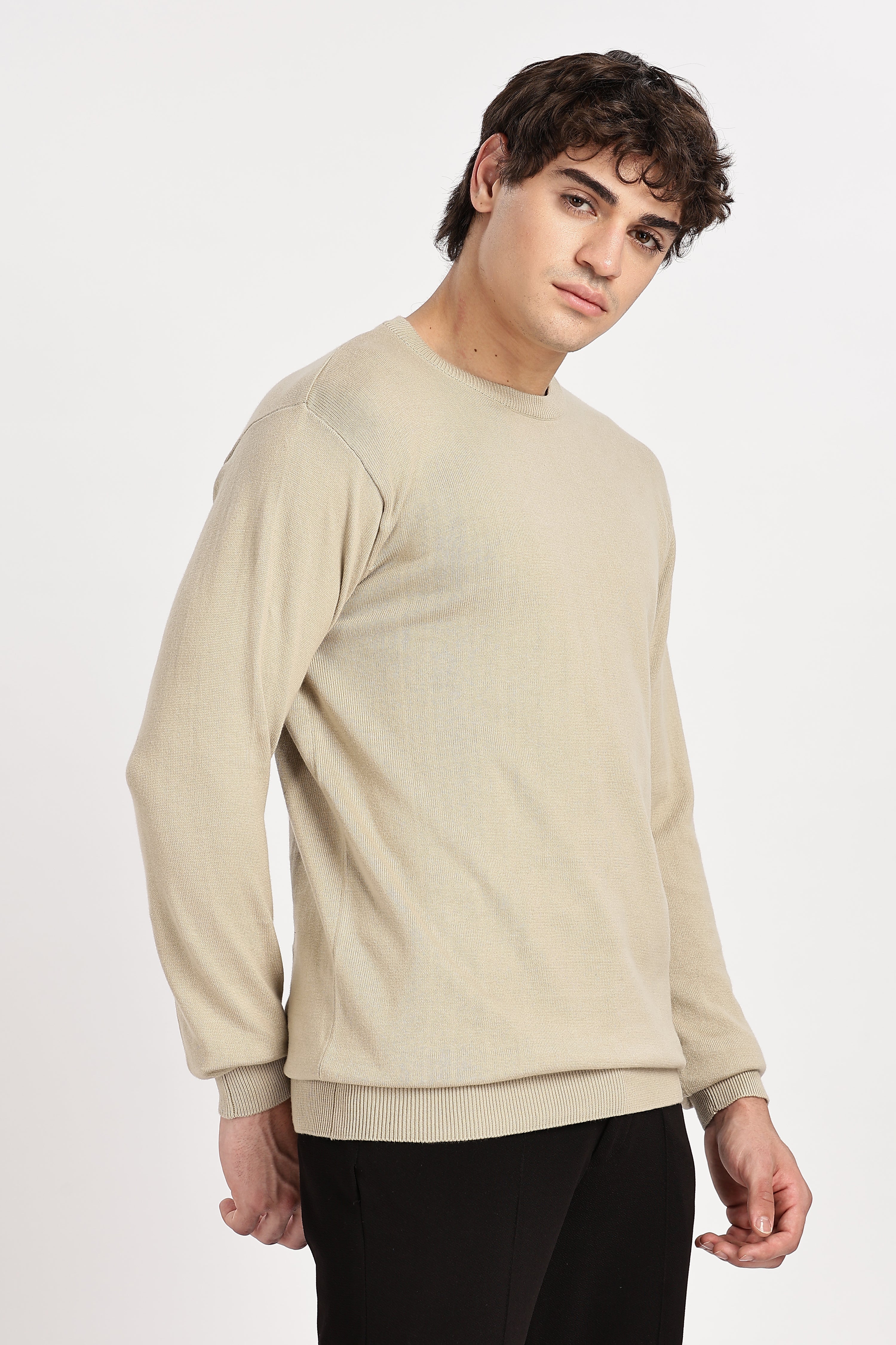 The Essential Crewneck Jumper in Standstone