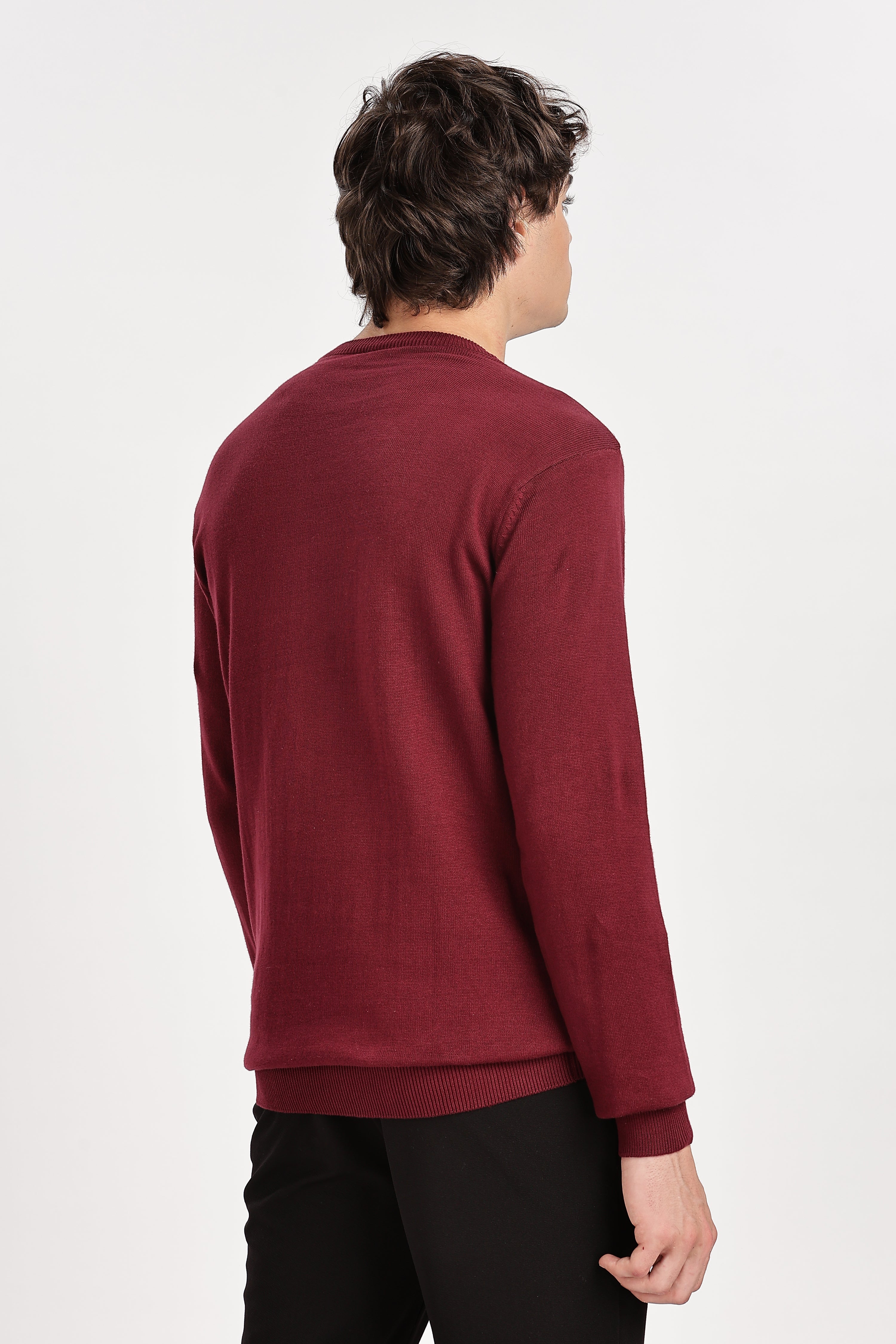 The Essential Crewneck Jumper in Maroon