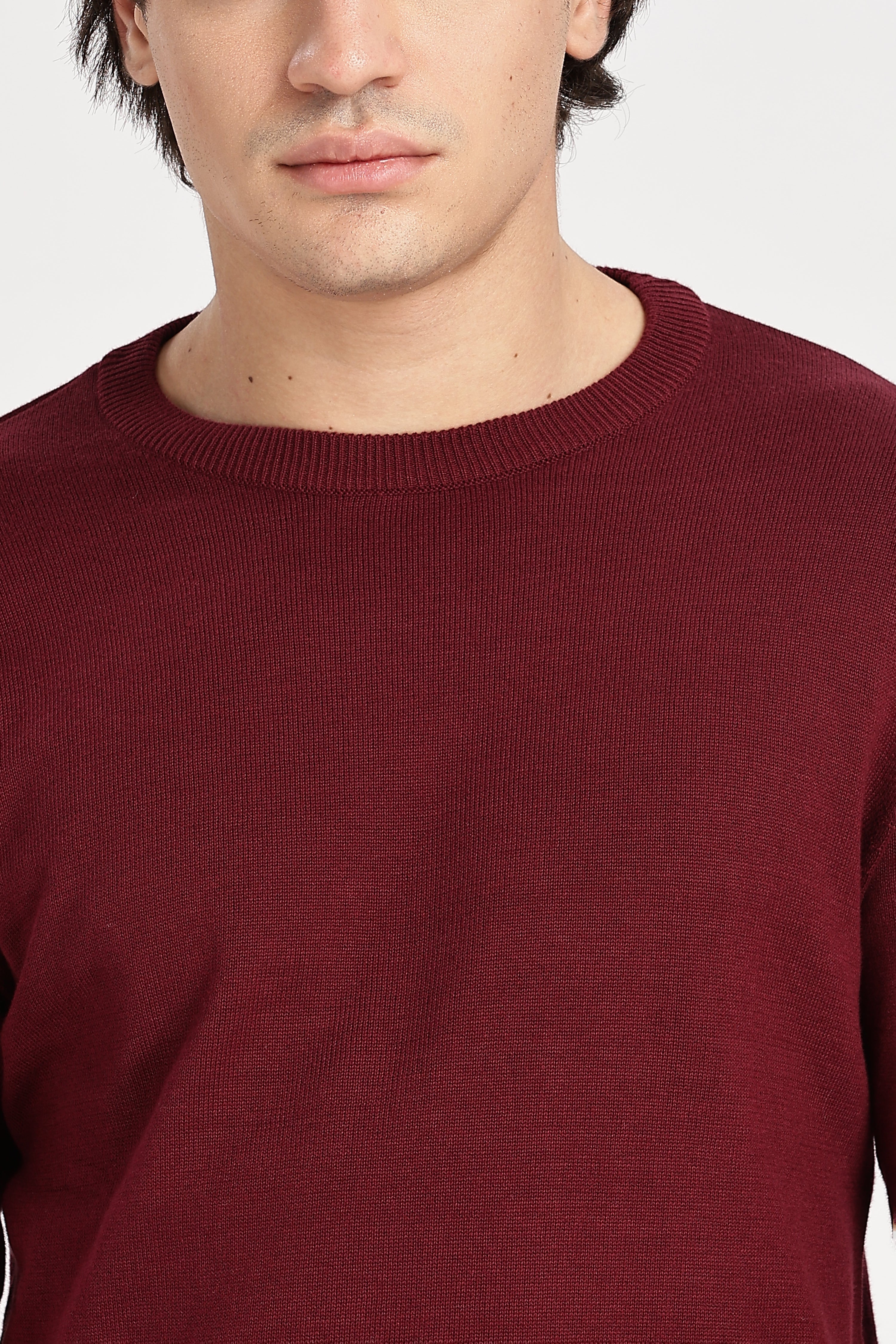The Essential Crewneck Jumper in Maroon
