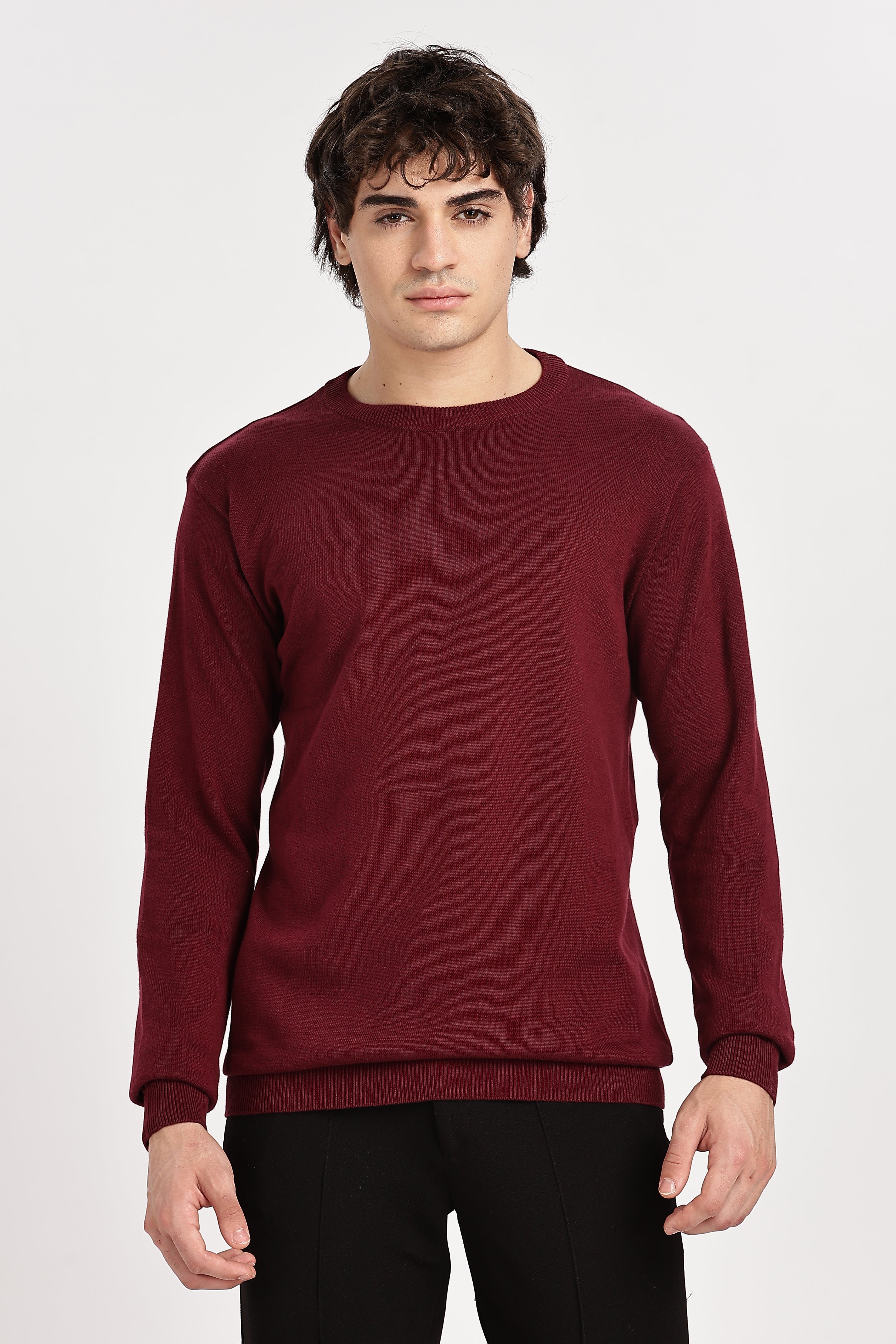 The Essential Crewneck Jumper in Maroon