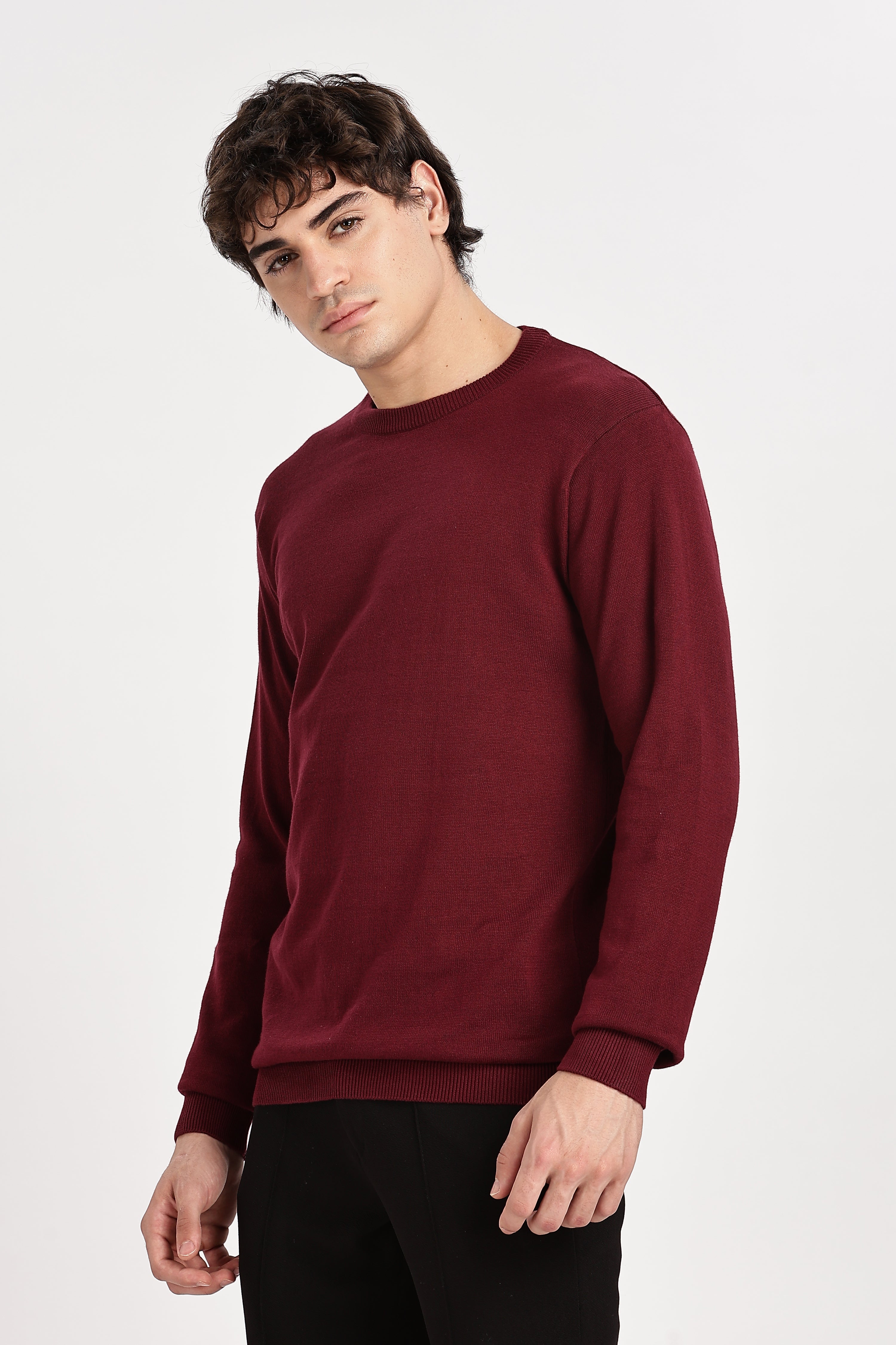 The Essential Crewneck Jumper in Maroon