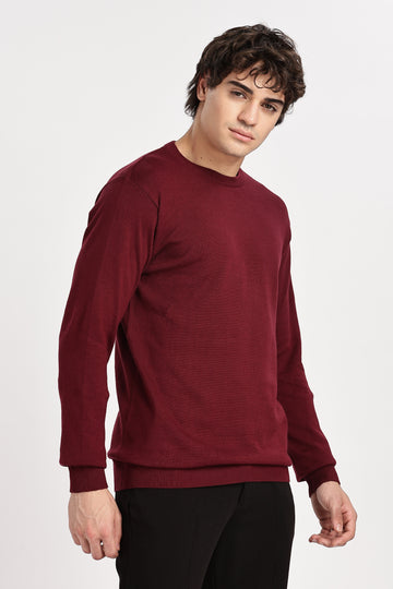 The Essential Crewneck Jumper in Maroon (Article - 27287)