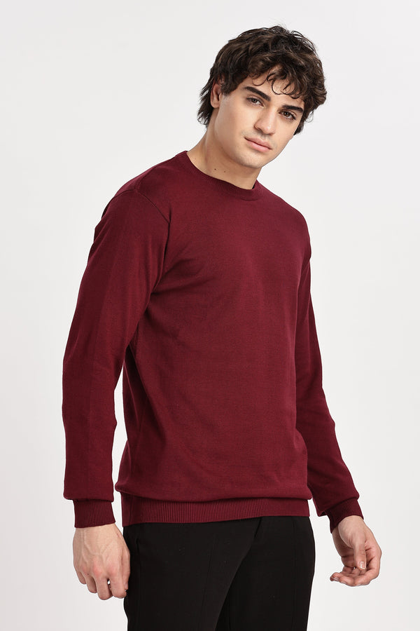 The Essential Crewneck Jumper in Maroon