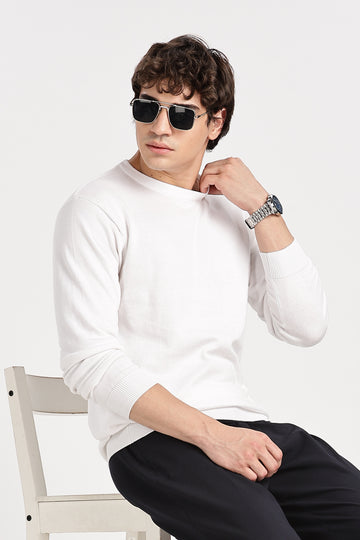 The Essential Crewneck Jumper in White (Article - 27287)