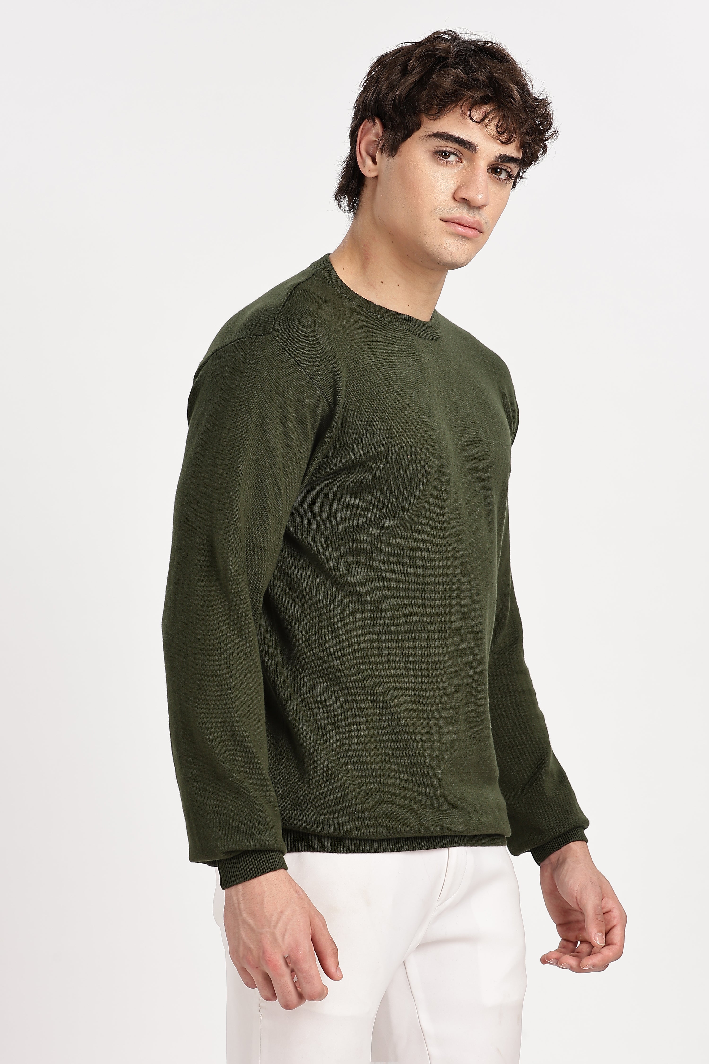 The Essential Crewneck Jumper in Bottle Green
