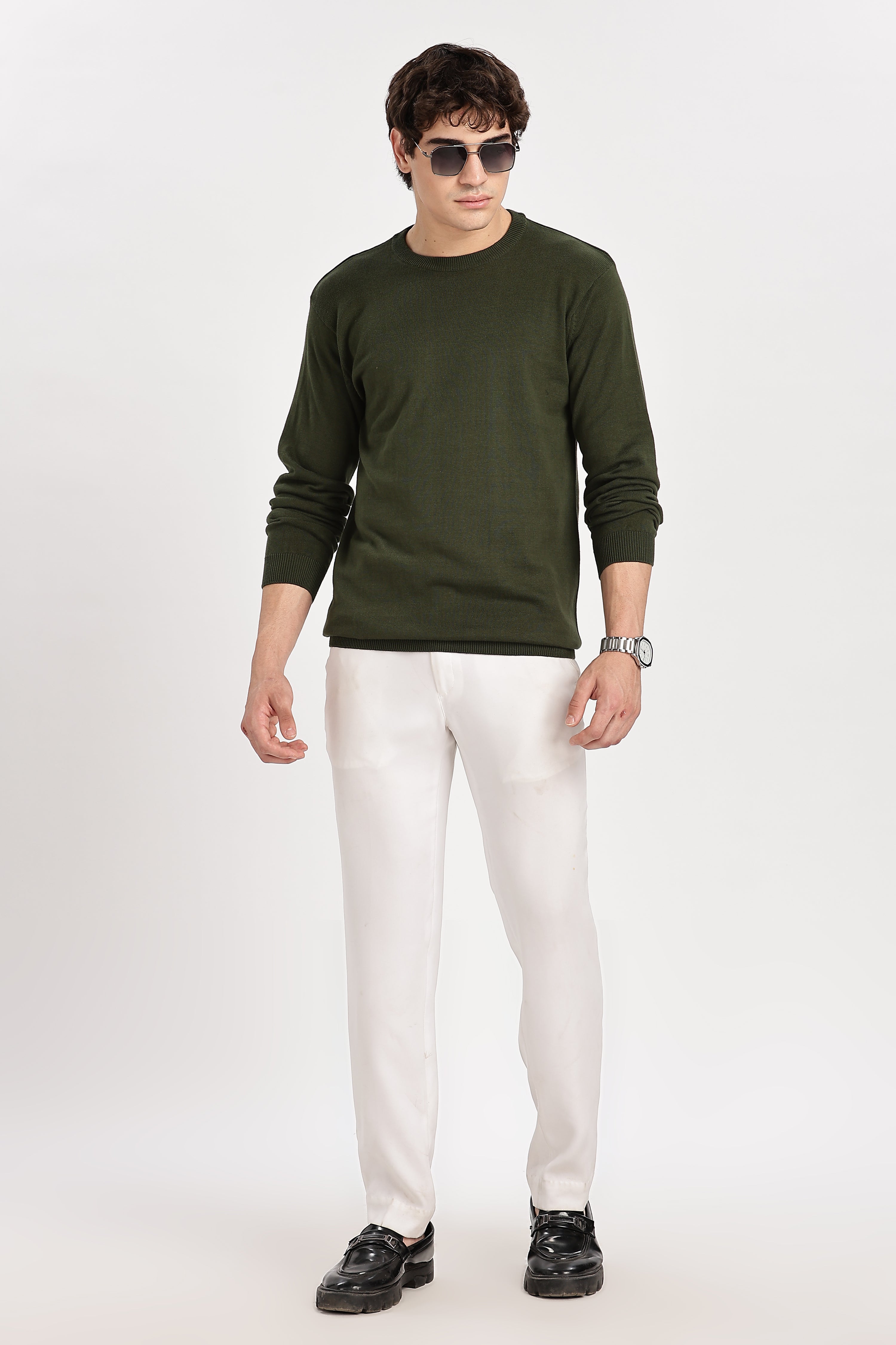 The Essential Crewneck Jumper in Bottle Green