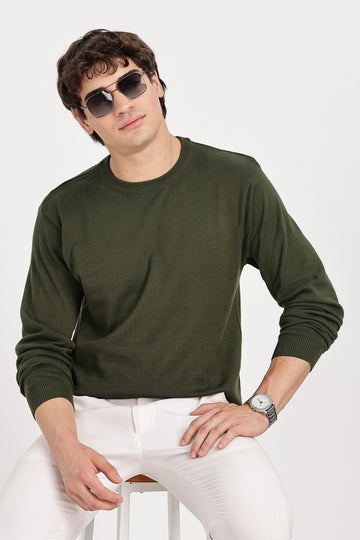 The Essential Crewneck Jumper in Bottle Green (Article - 27287)