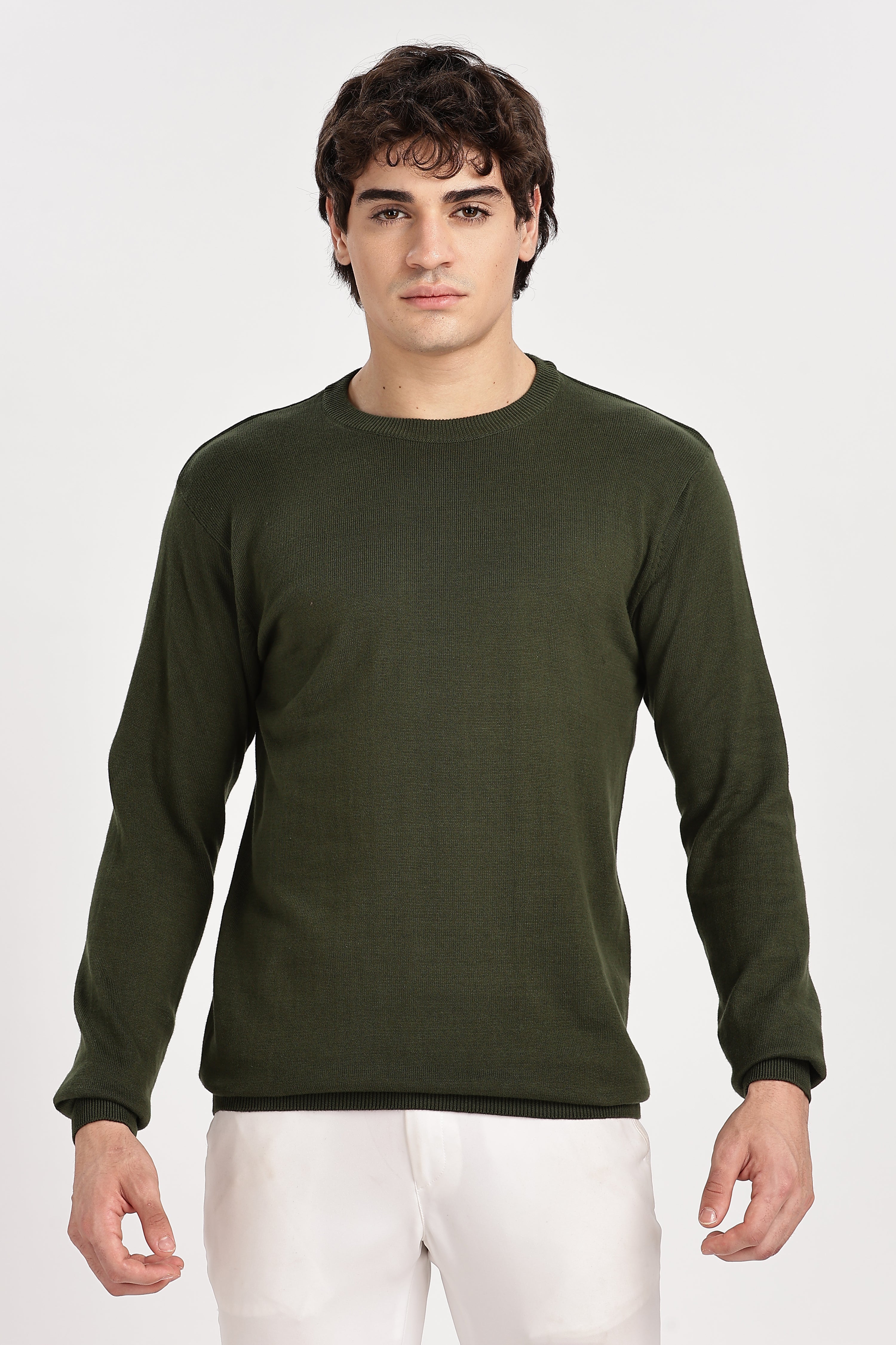 The Essential Crewneck Jumper in Bottle Green