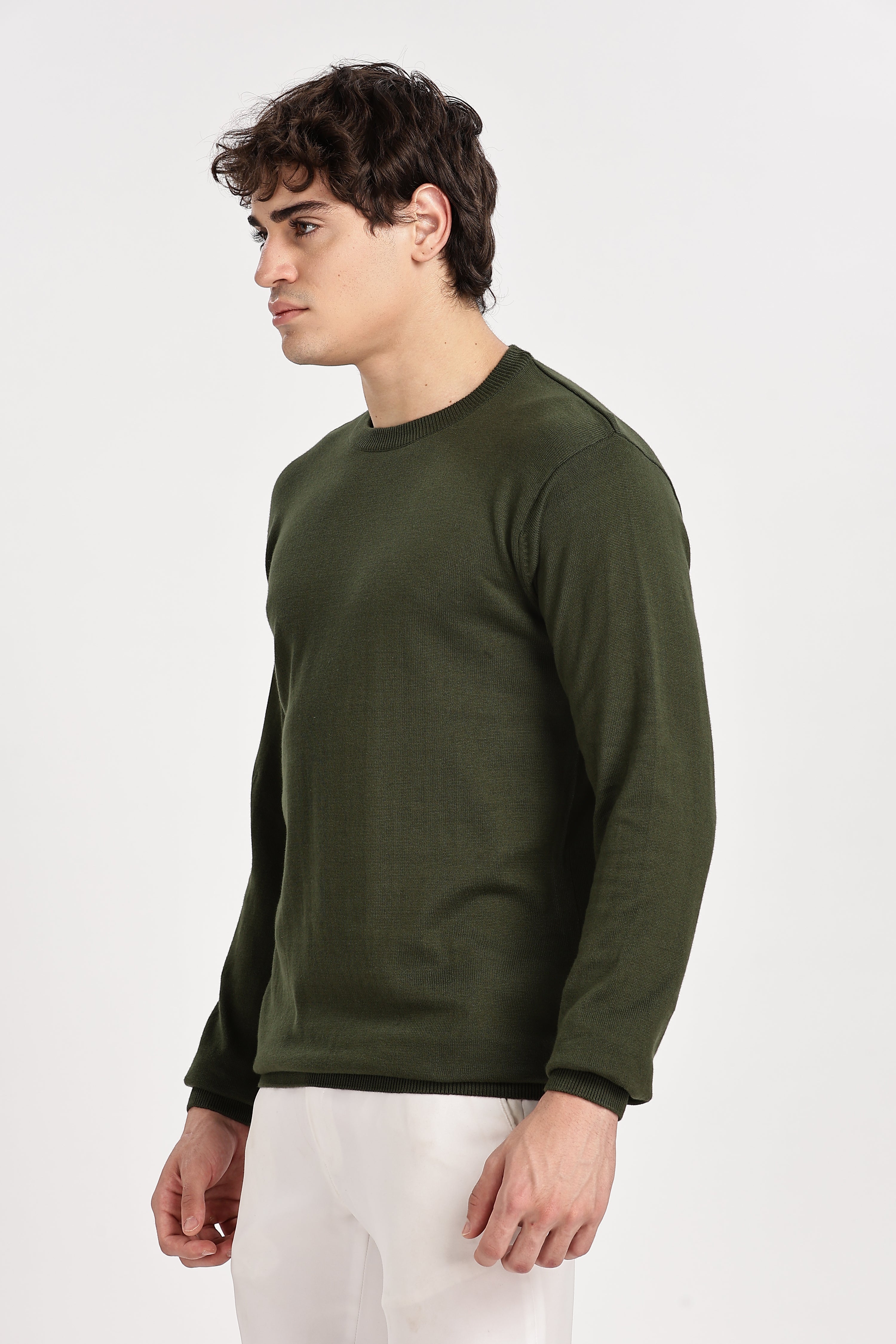 The Essential Crewneck Jumper in Bottle Green