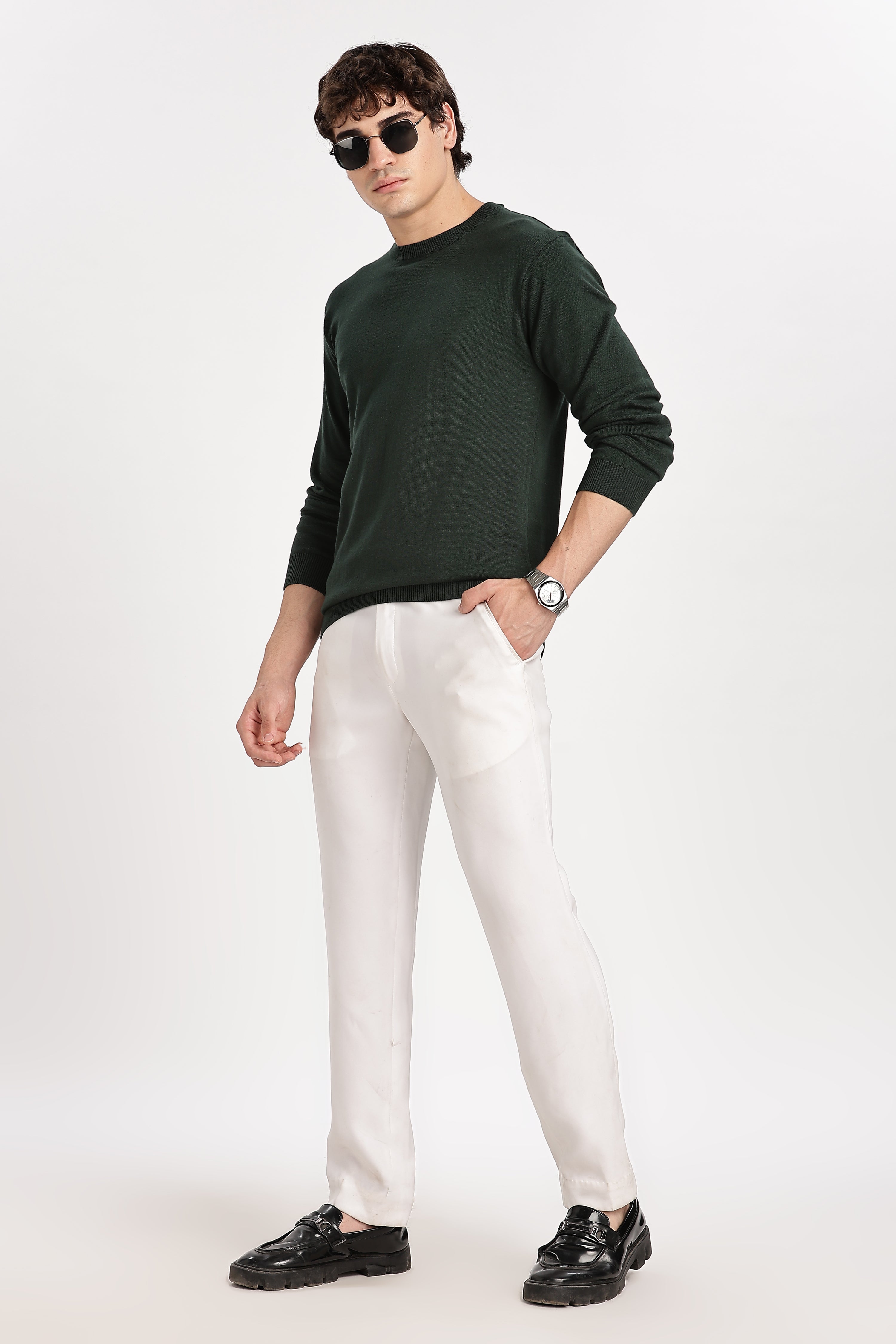 The Essential Crewneck Jumper in Dark Green