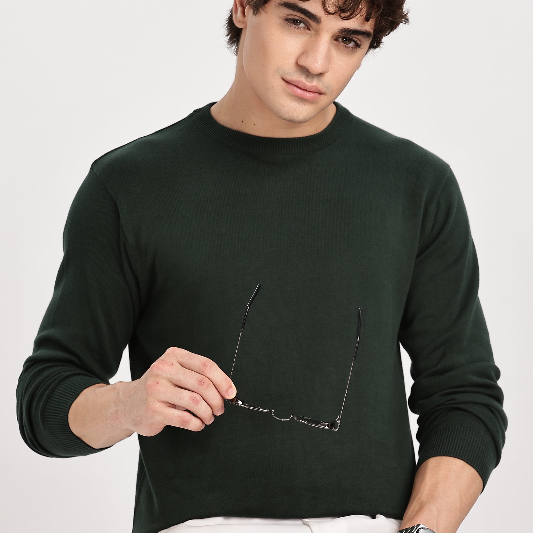 The Essential Crewneck Jumper in Dark Green (Article - 27287)