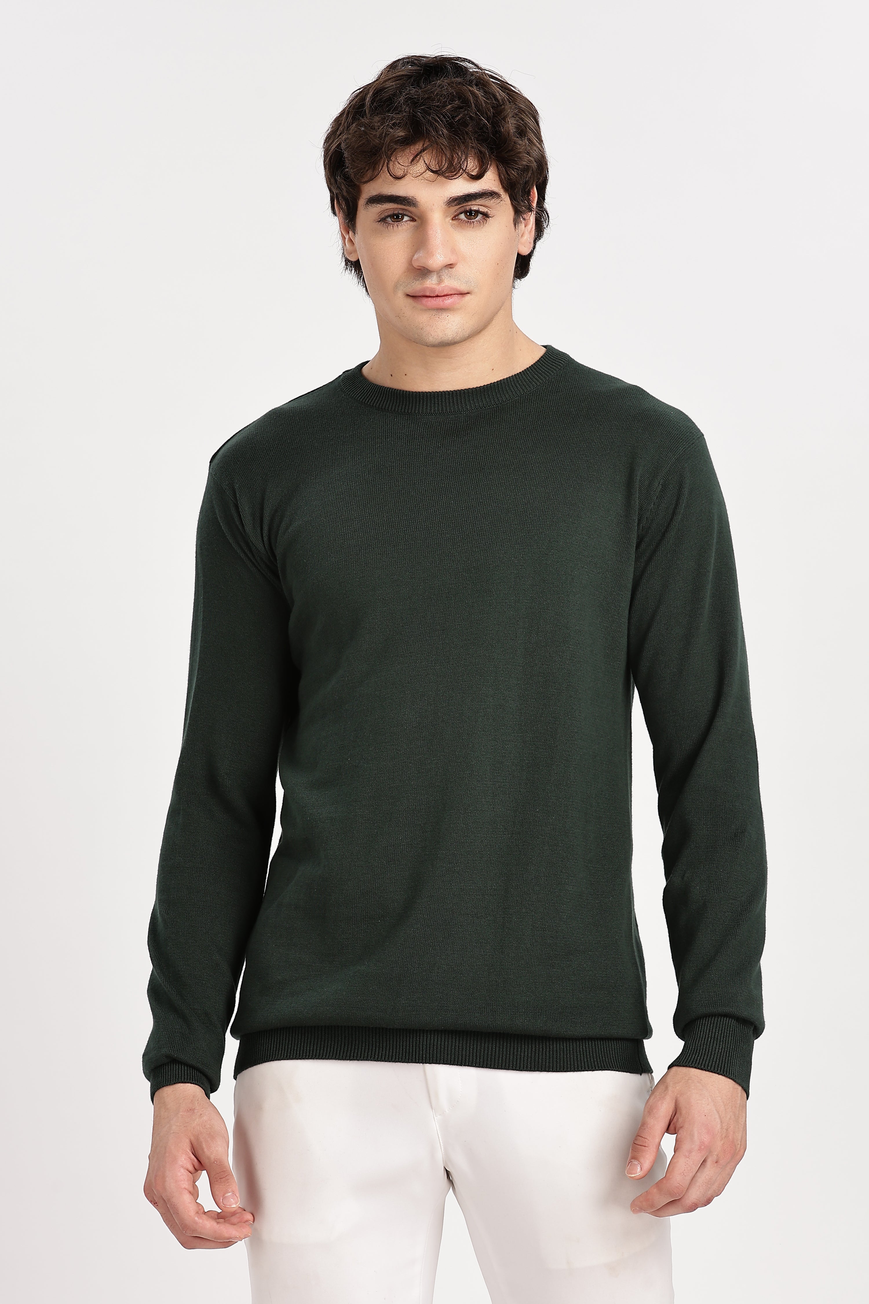 The Essential Crewneck Jumper in Dark Green