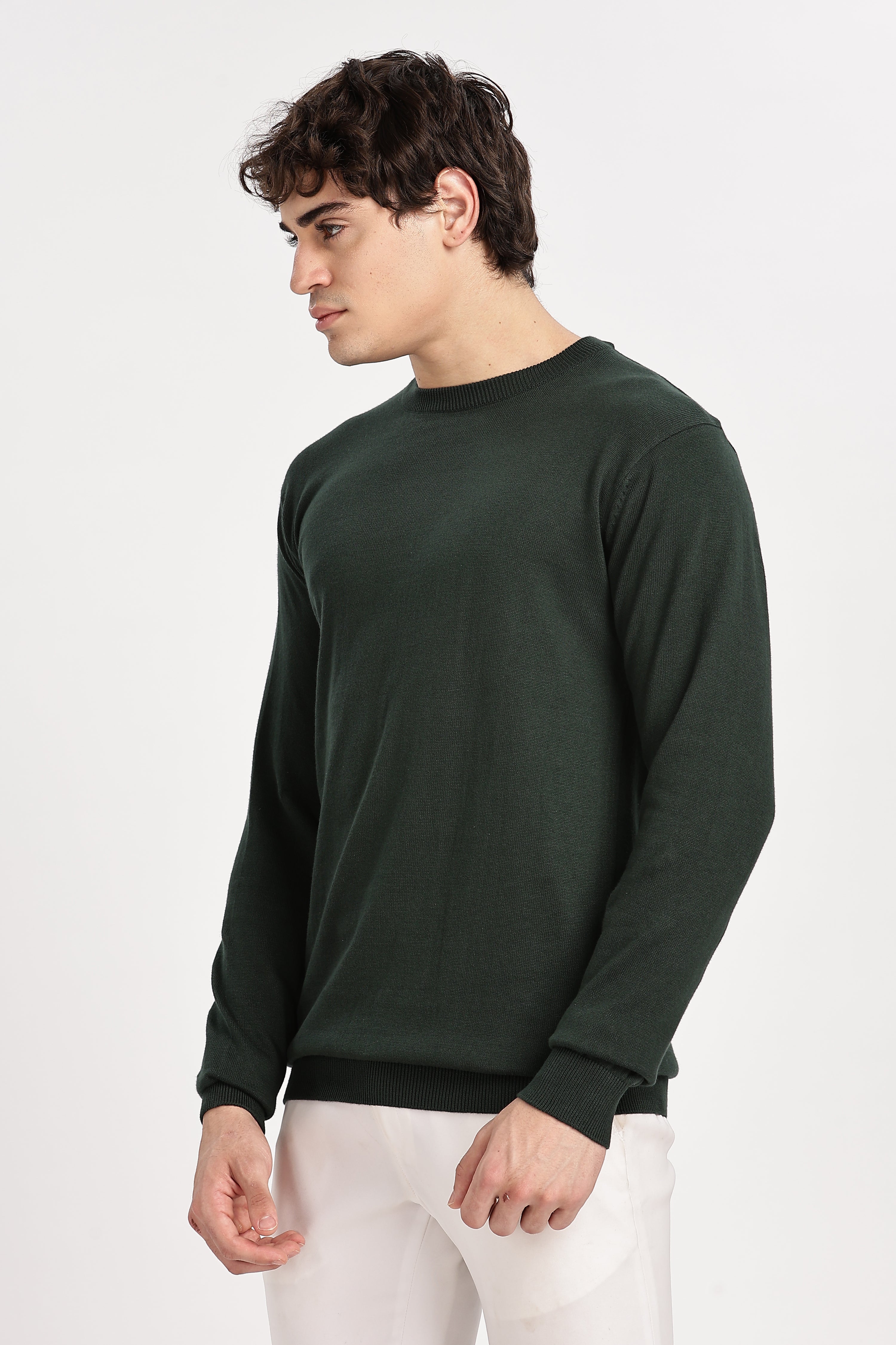 The Essential Crewneck Jumper in Dark Green