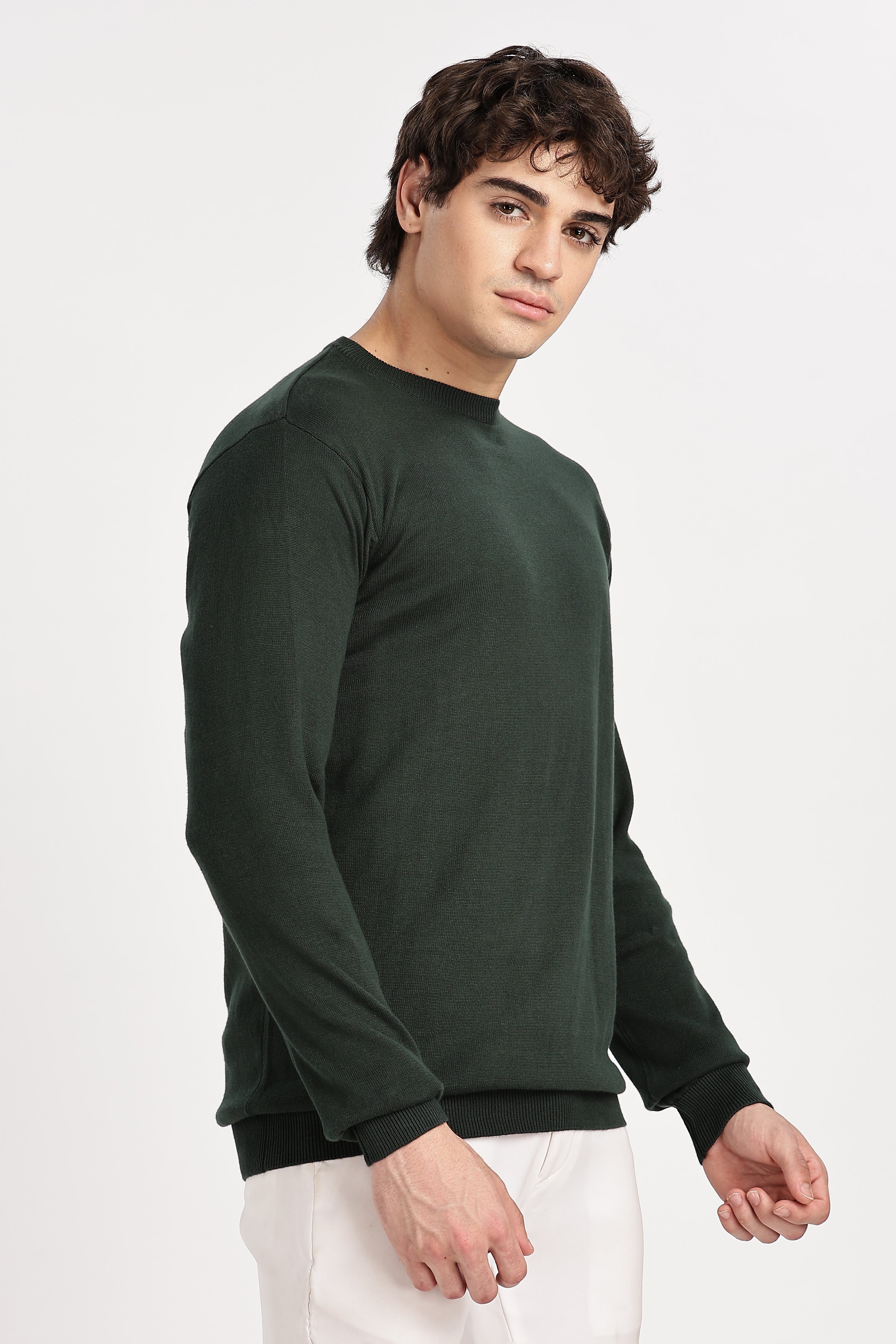 The Essential Crewneck Jumper in Dark Green