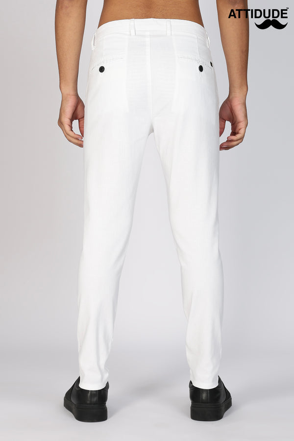 White Linen Polo Fit Trousers
