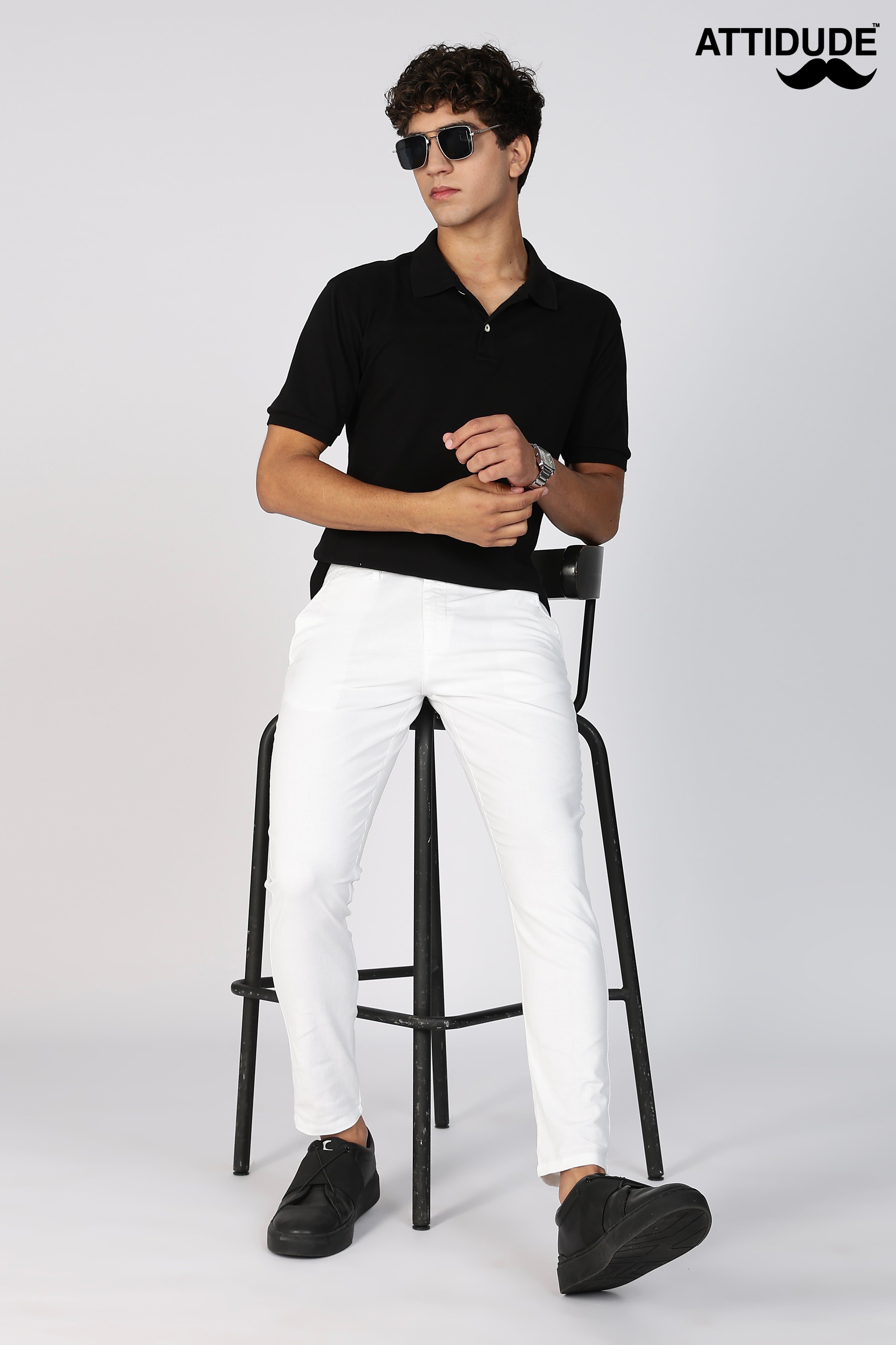 White Linen Polo Fit Trousers