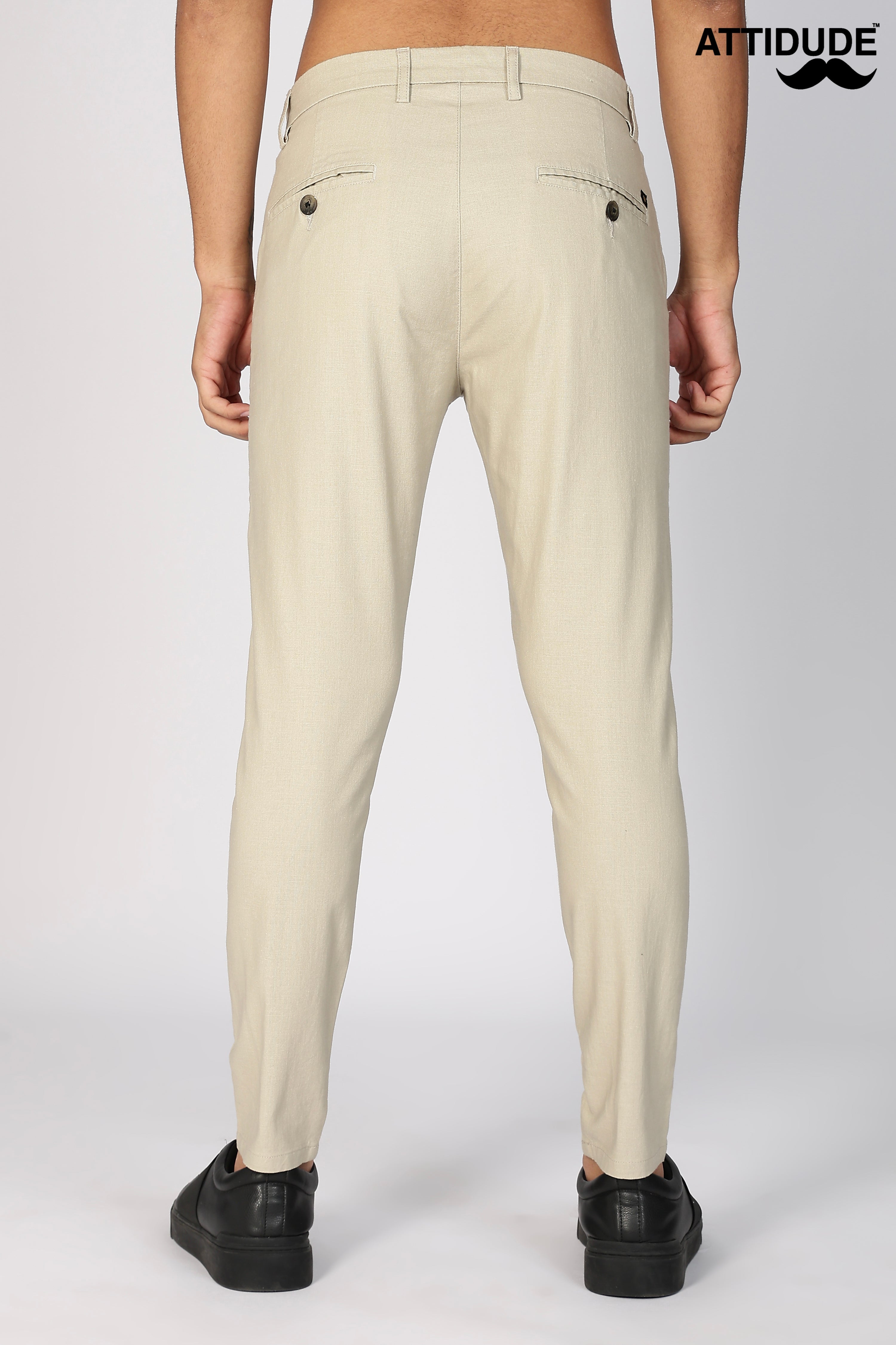 Cream Linen Polo Fit Trousers