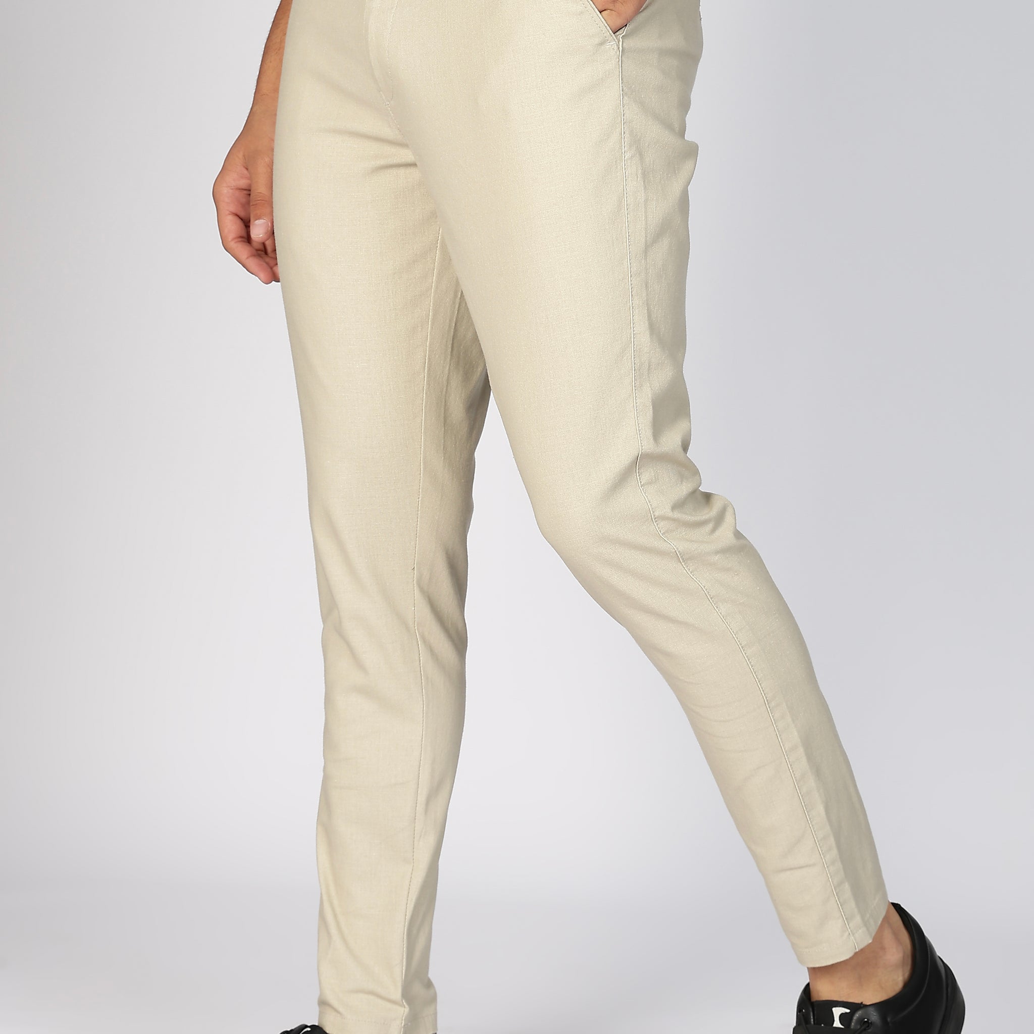 Cream Linen Polo Fit Trousers (Article B0315)