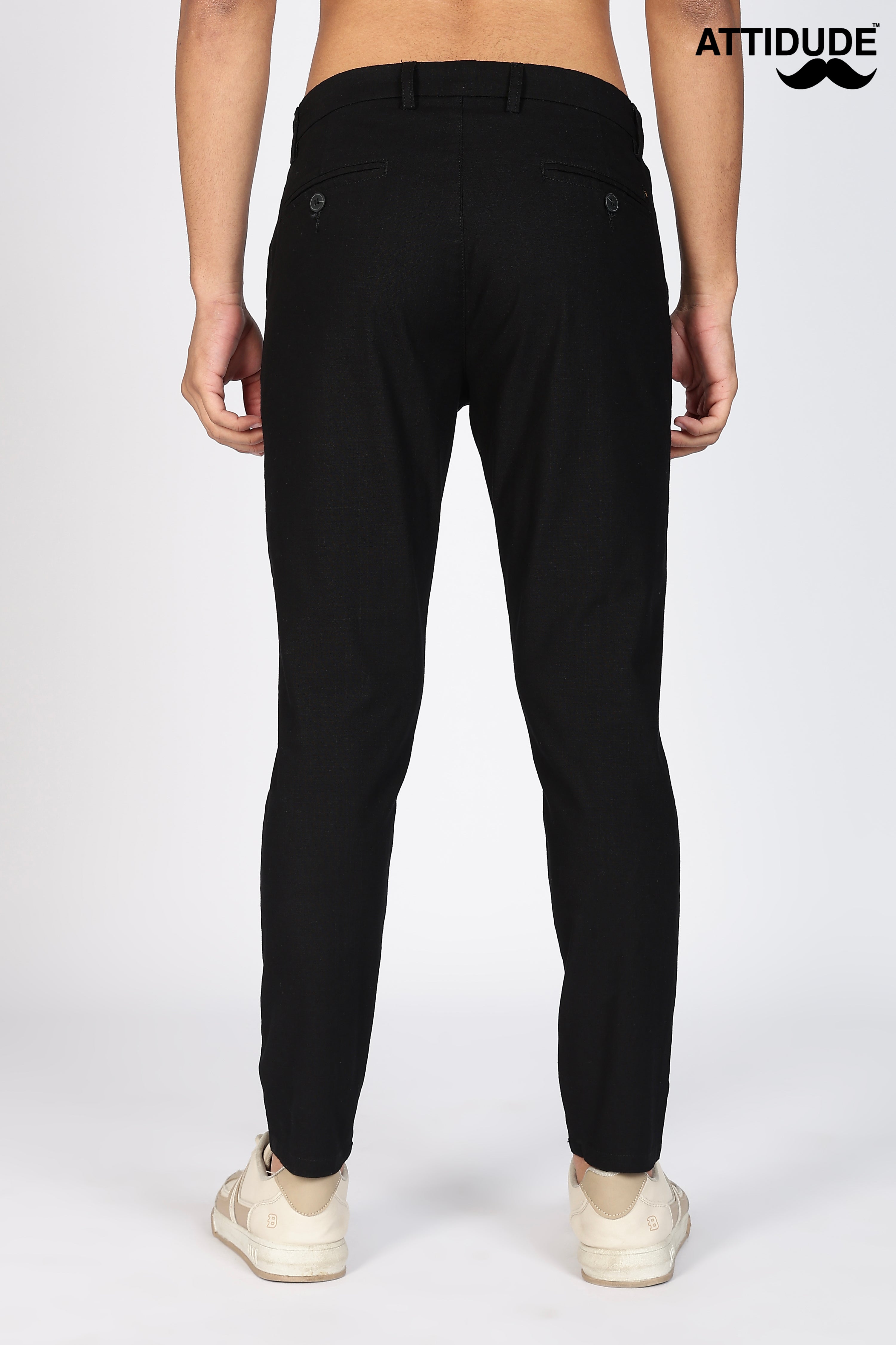 Black Linen Polo Fit Trousers