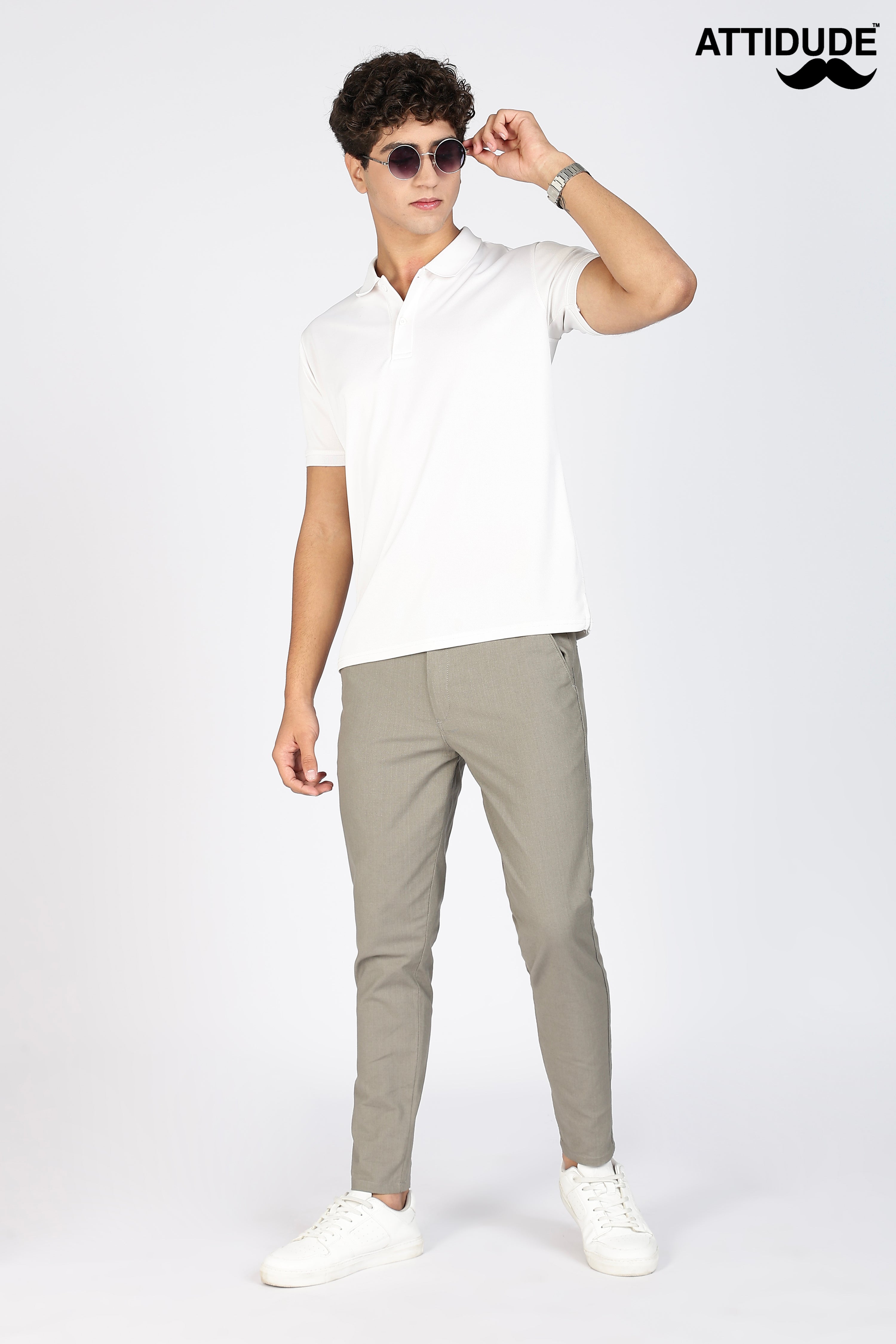 Grey Linen Polo Fit Trousers