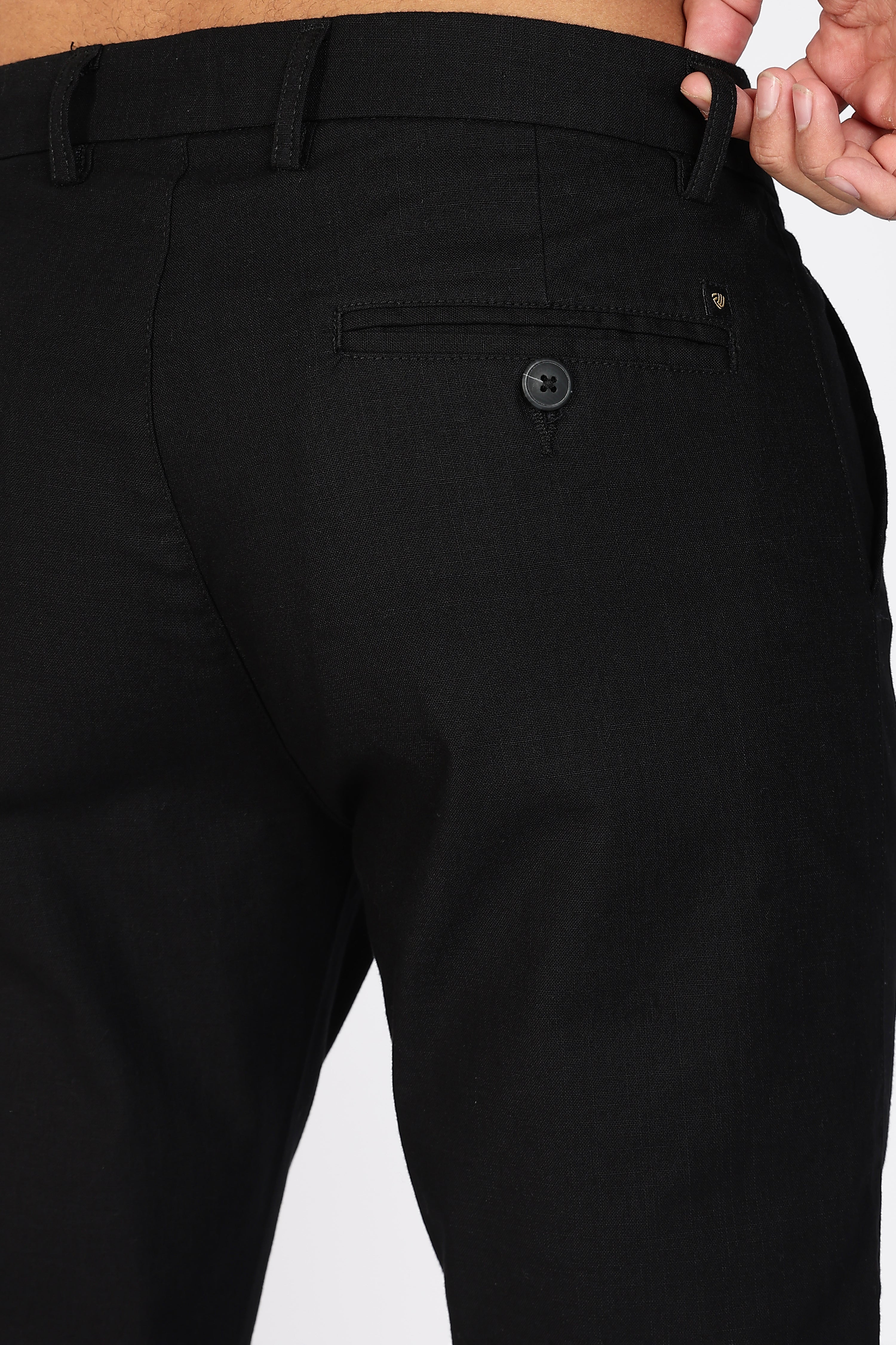 Black Linen Polo Fit Trousers