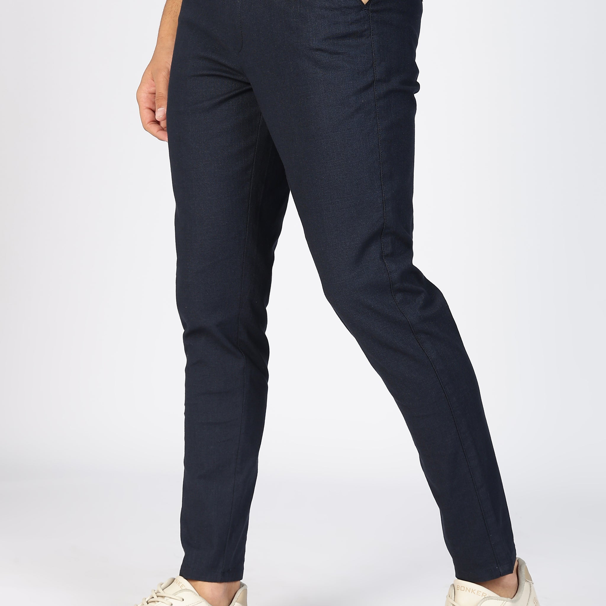 Navy Blue  Linen Polo Fit Trousers (Article B0315)