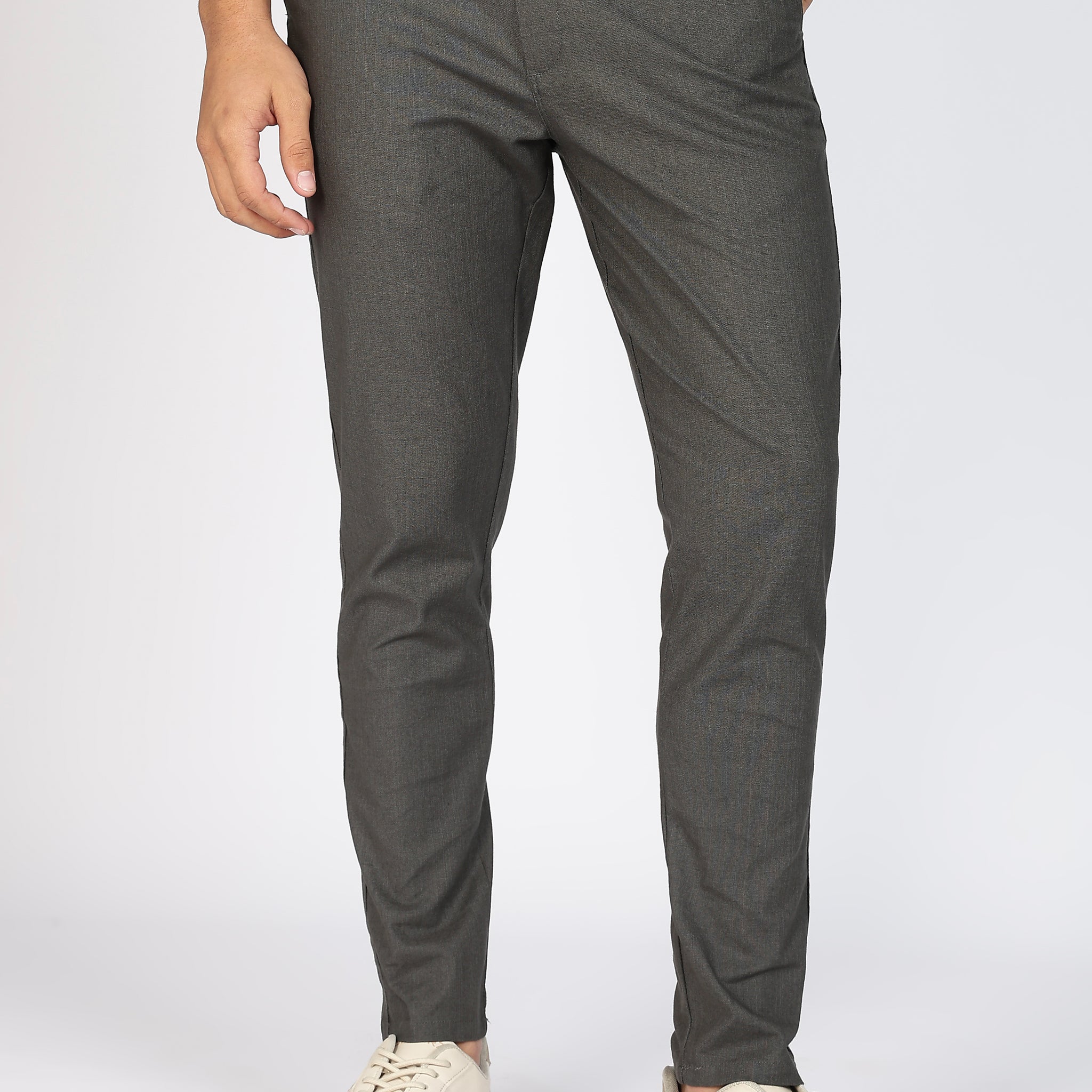 Dark Grey Linen Polo Fit Trousers (Article B0315)