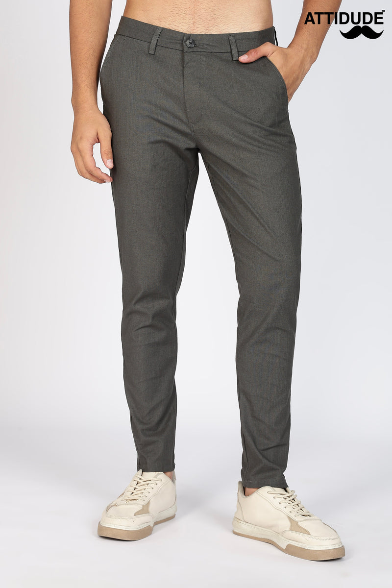 Dark Grey Linen Polo Fit Trousers