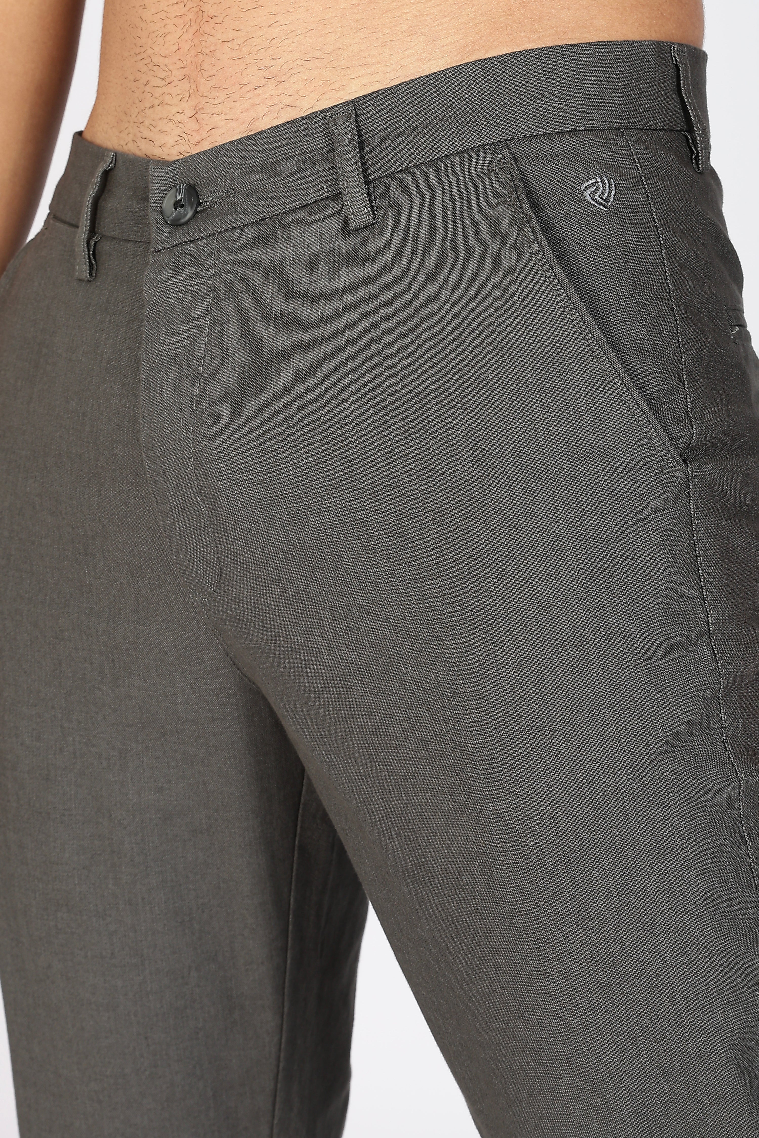 Dark Grey Linen Polo Fit Trousers