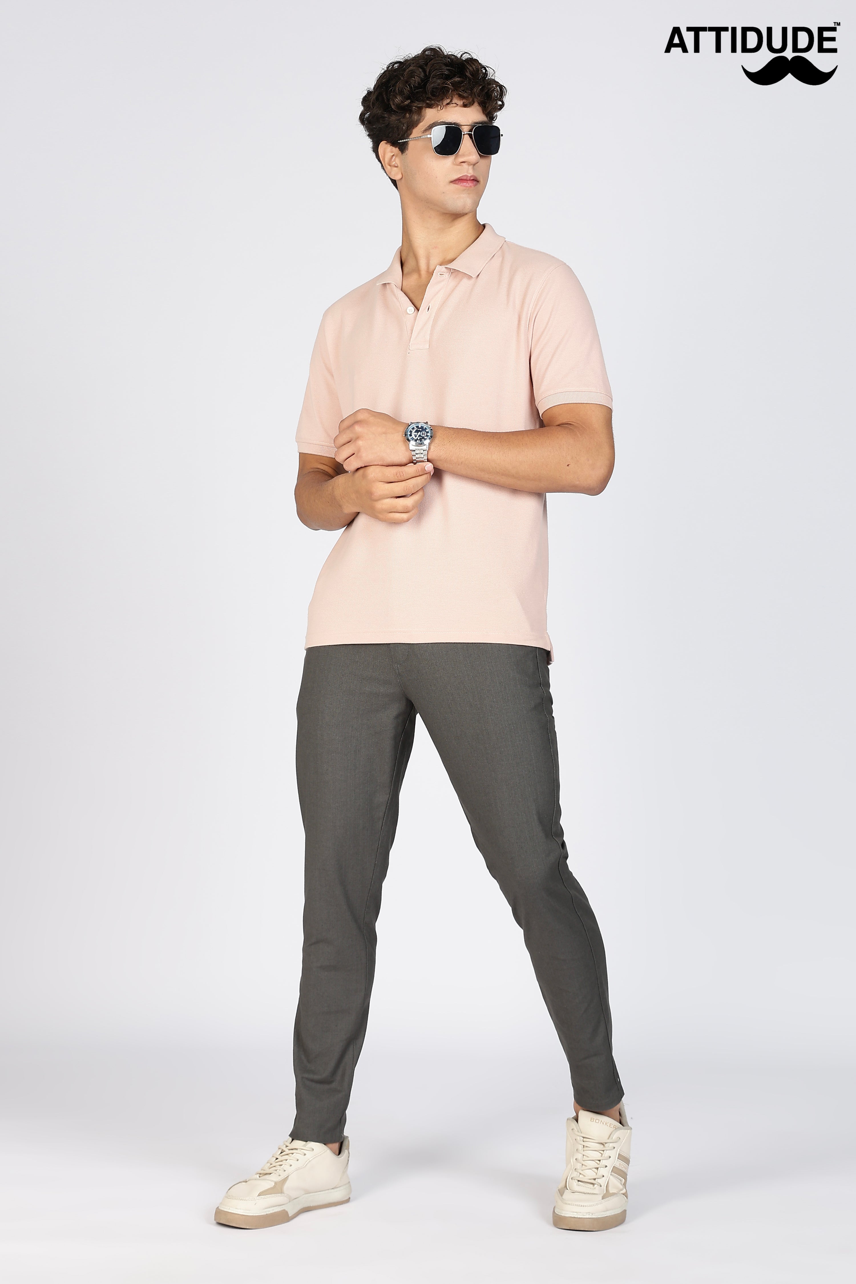 Dark Grey Linen Polo Fit Trousers