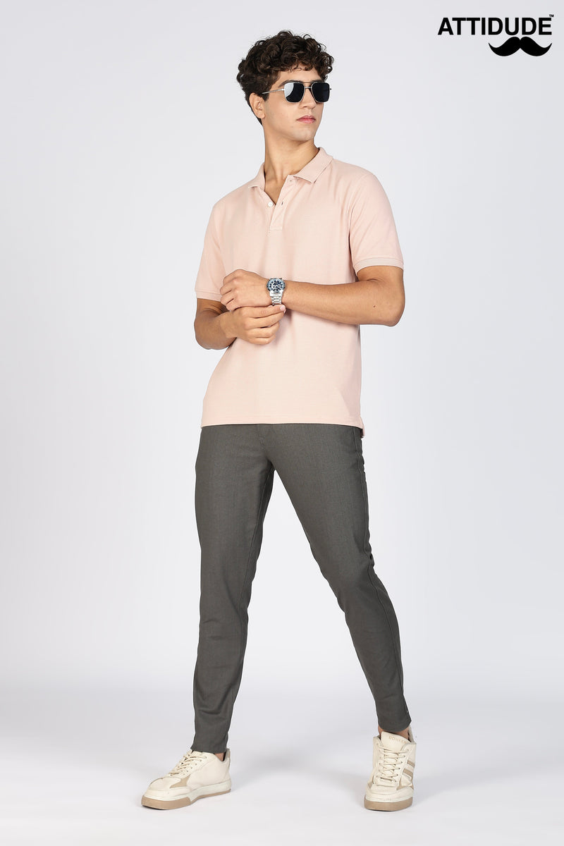 Dark Grey Linen Polo Fit Trousers