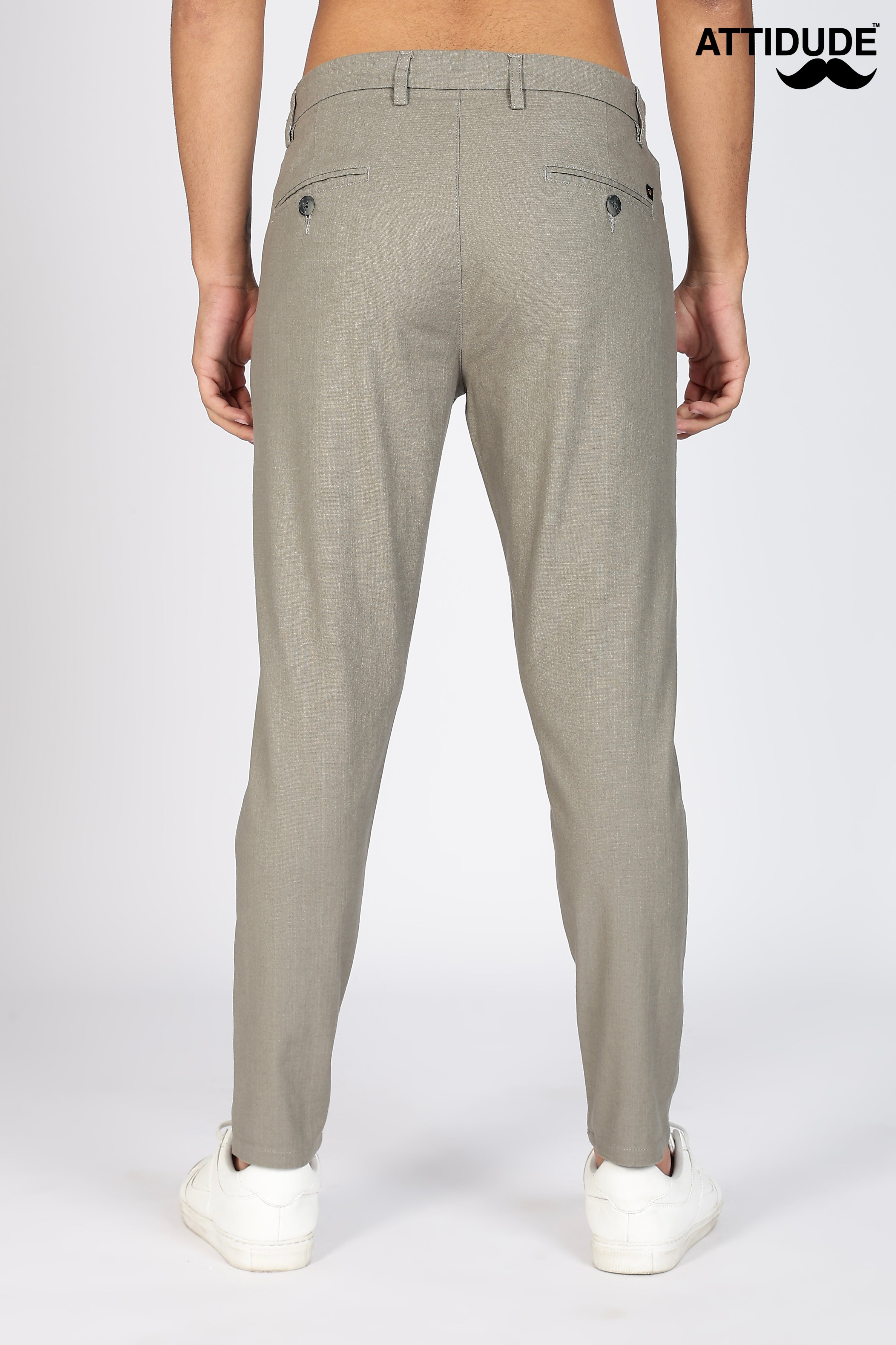 Grey Linen Polo Fit Trousers