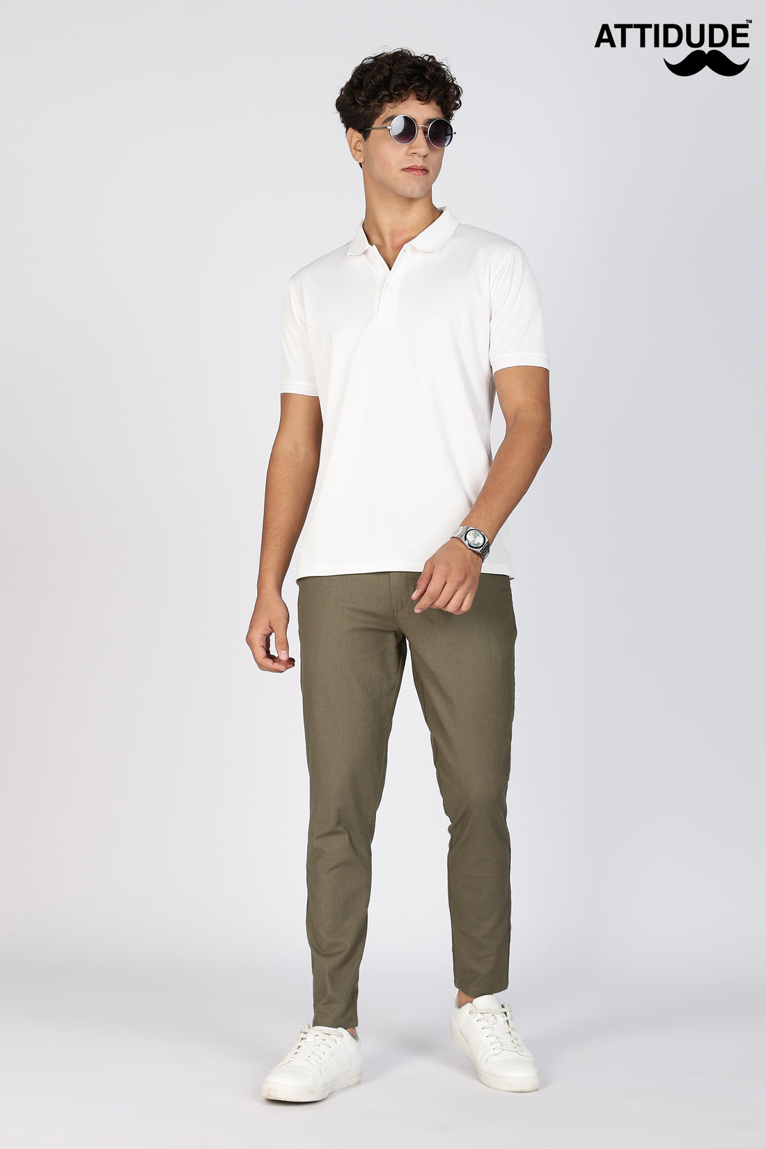 Olive green Linen Polo Fit Trousers (Article B0315)