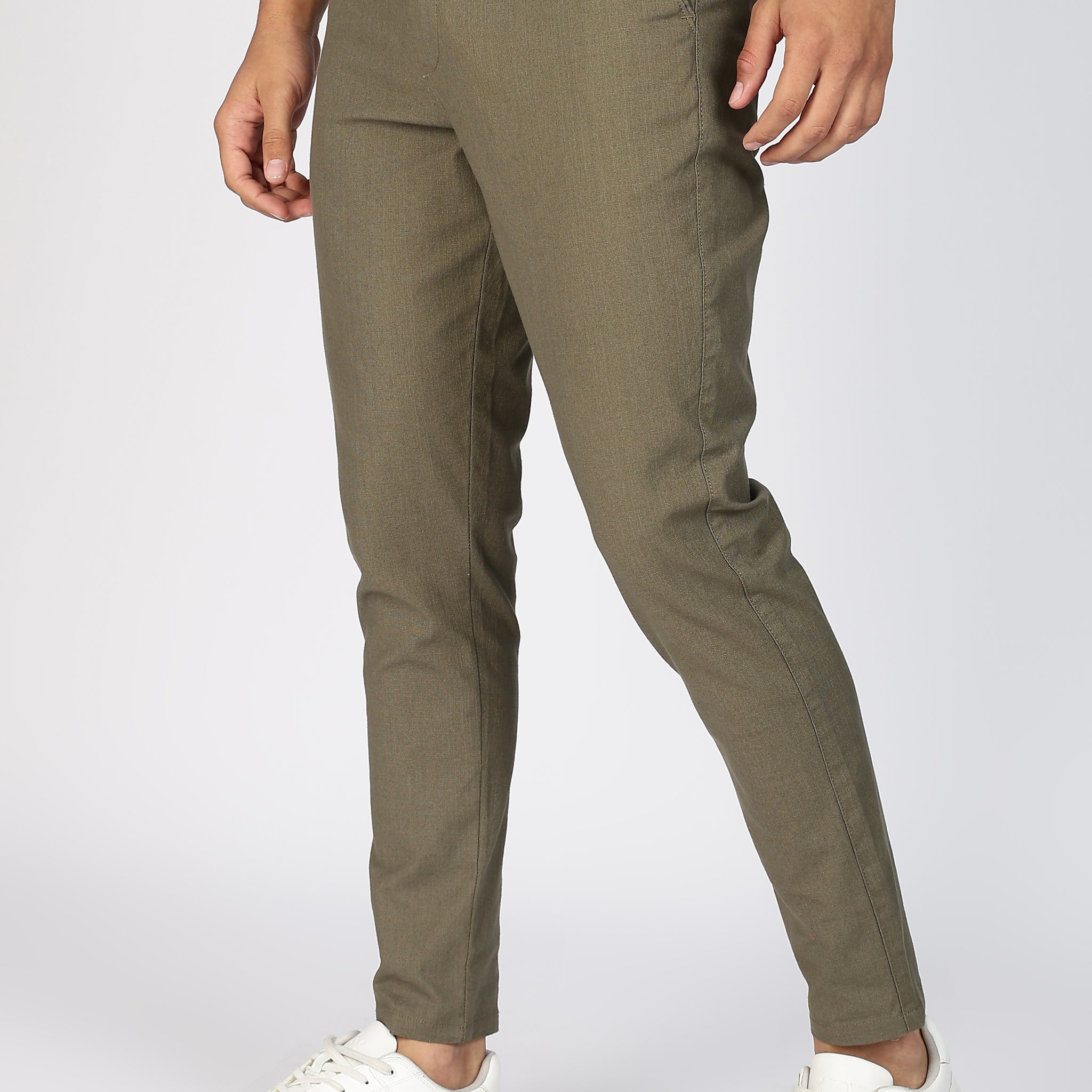 Olive green Linen Polo Fit Trousers (Article B0315)