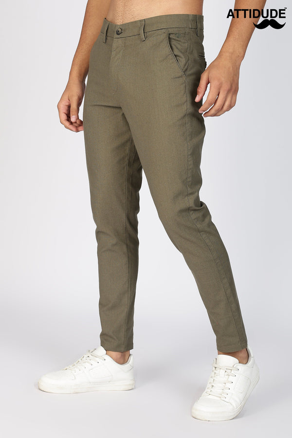 Olive green Linen Polo Fit Trousers