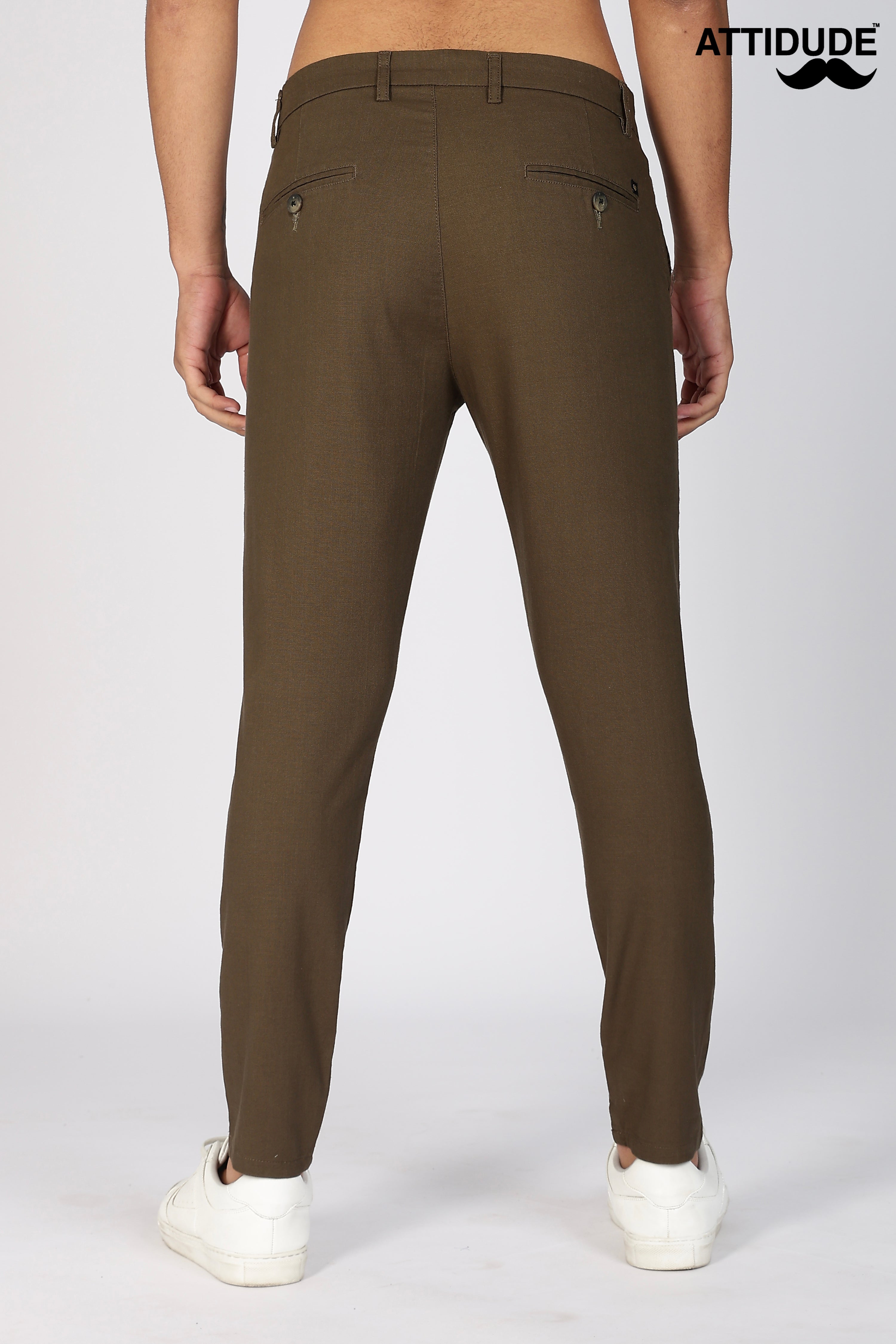 Brown Linen Polo Fit Trousers